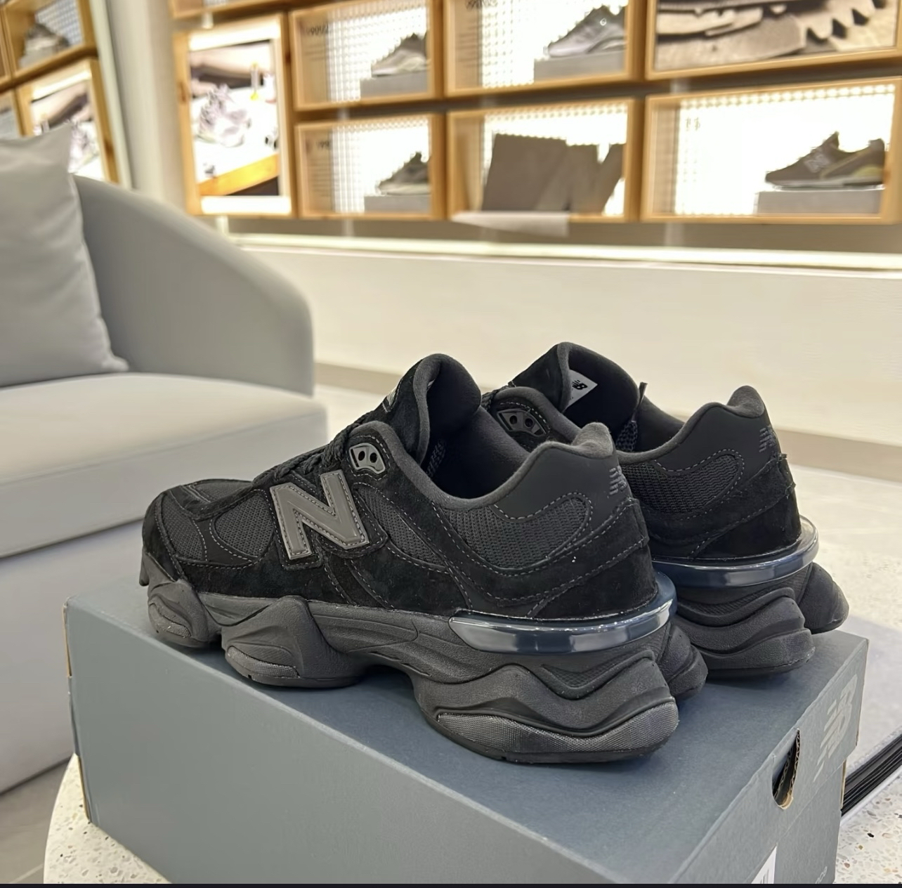 custom review-New Balance NB 9060 'Тройной Черный' Устойчивый к истиранию Низкий Топ Casual Унисекс Черный