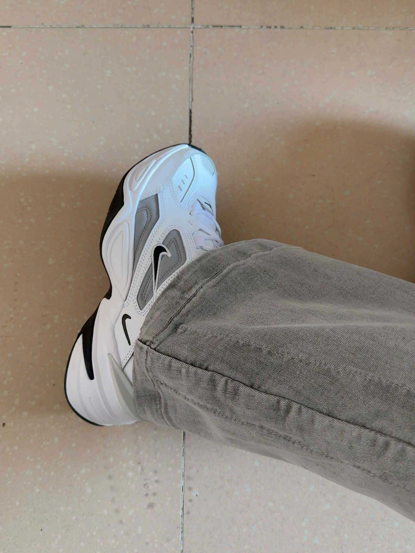 custom review-Nike M2K Tekno Slip Резистентный к истиранию Низкий Топ Толстая подошва Кроссовки Женские Белые