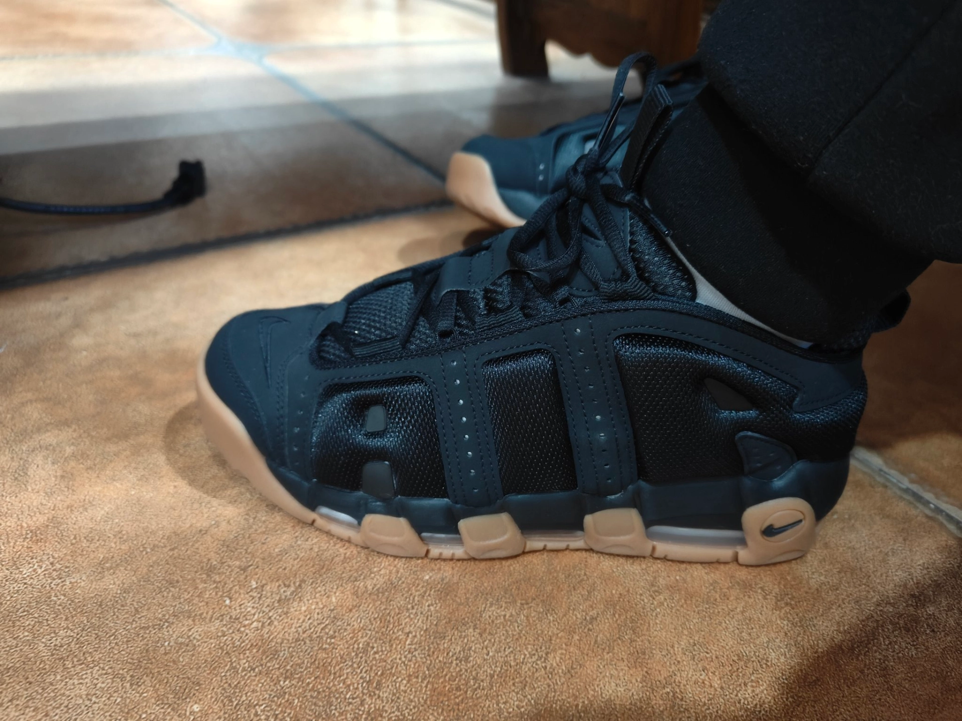 custom review-Nike Air More Uptempo Slip-Resistant Abrasion-Resistant Low-Top Баскетбольные кроссовки Unisex Черные