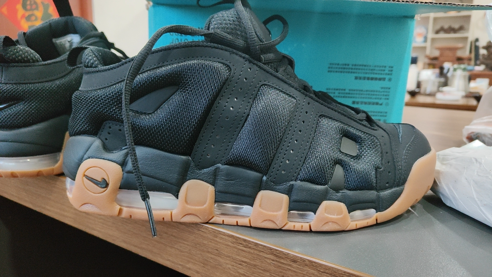 custom review-Nike Air More Uptempo Slip-Resistant Abrasion-Resistant Low-Top Баскетбольные кроссовки Unisex Черные