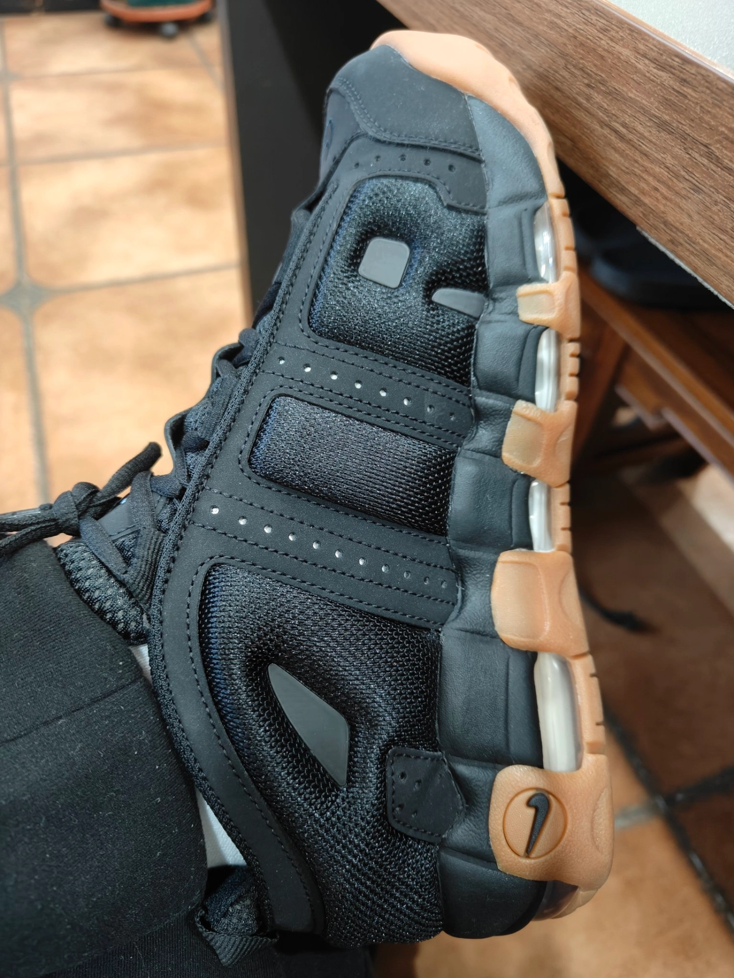 custom review-Nike Air More Uptempo Slip-Resistant Abrasion-Resistant Low-Top Баскетбольные кроссовки Unisex Черные