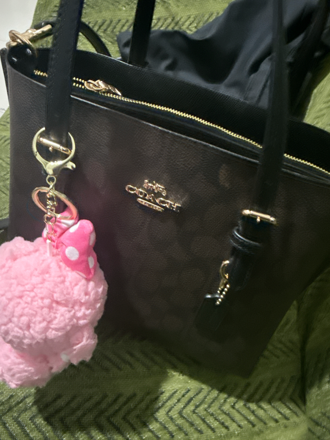 custom review-COACH Mollie Покрытие Холст с Кожей Вставка Плечо Сумка Средний Женский Цвет Орех Черный