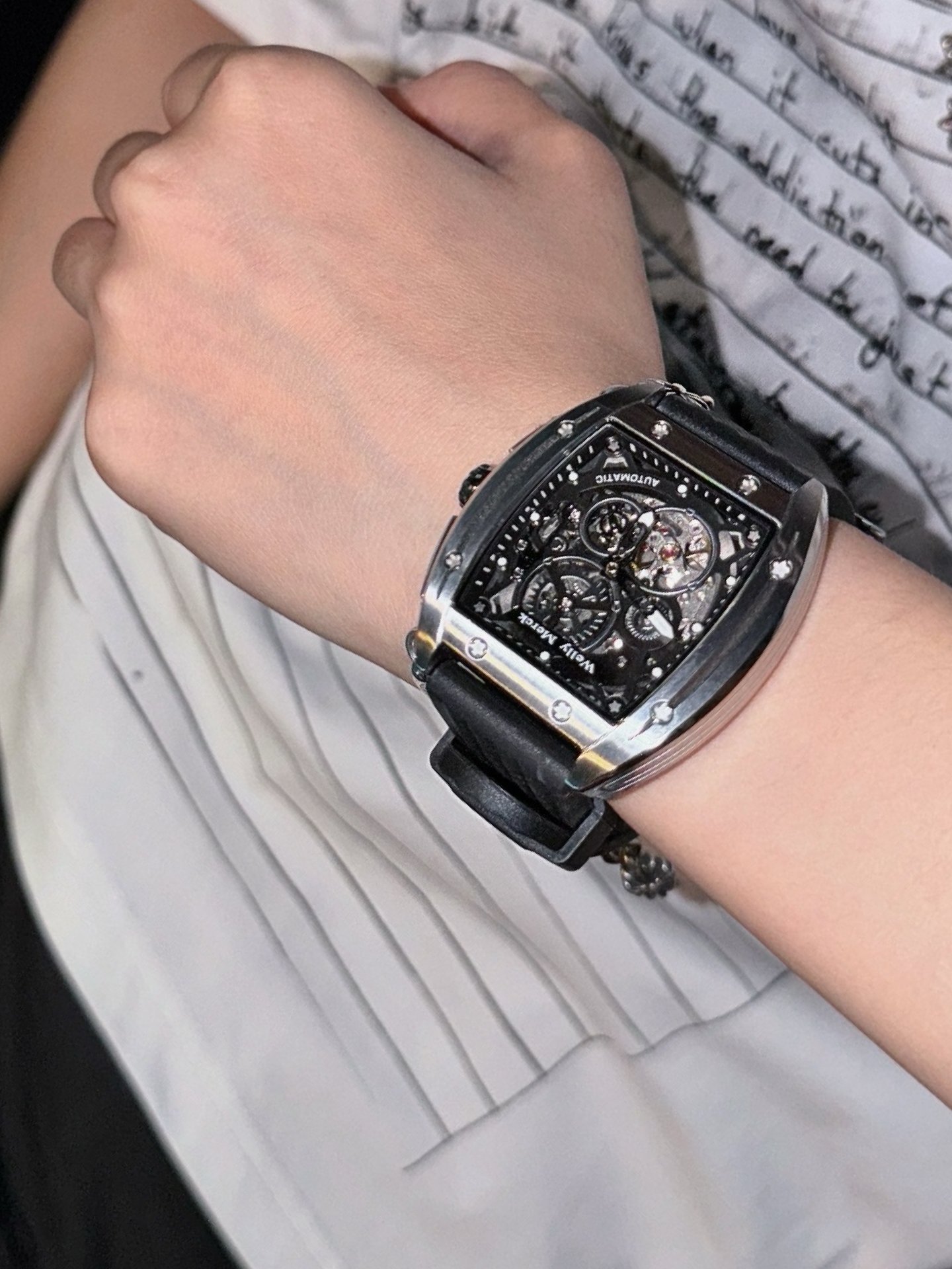 custom review-Welly Merck Автоматический механический механизм Часы для мужчин Обхват запястья Циферблат 42 Черный