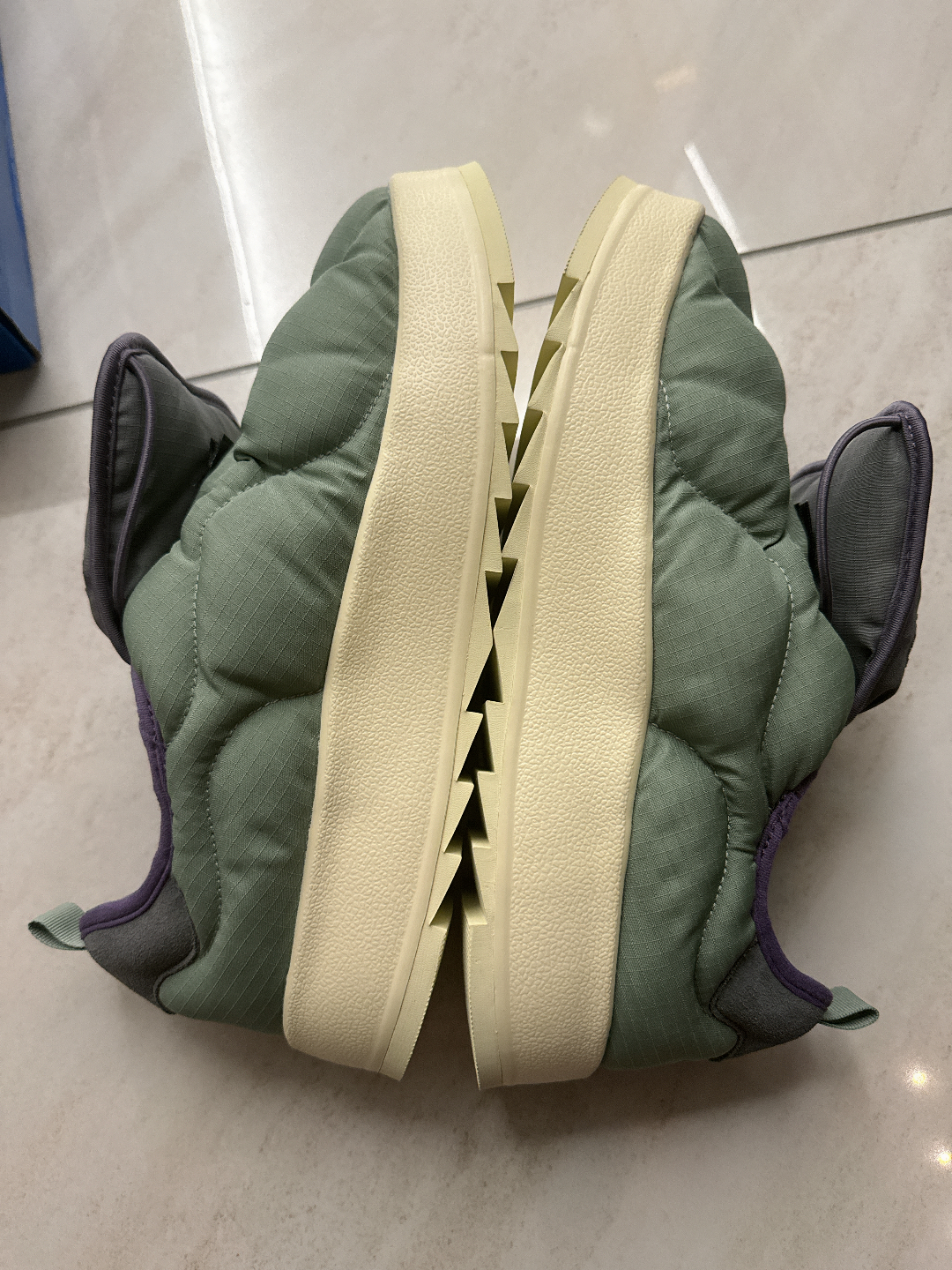 custom review-Adidas Originals Puffylette Slip Resistant Abrasion Resistant Низкий Топ Повседневная Обувь Унисекс Зеленый Серый