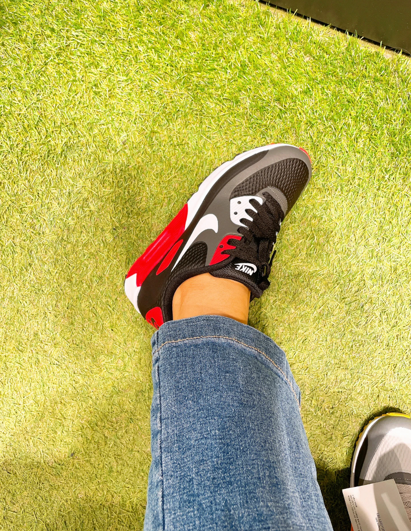 custom review-Nike Air Max 90 г Abrasion Resistant Низкий Топ Casual Унисекс Черный Красный