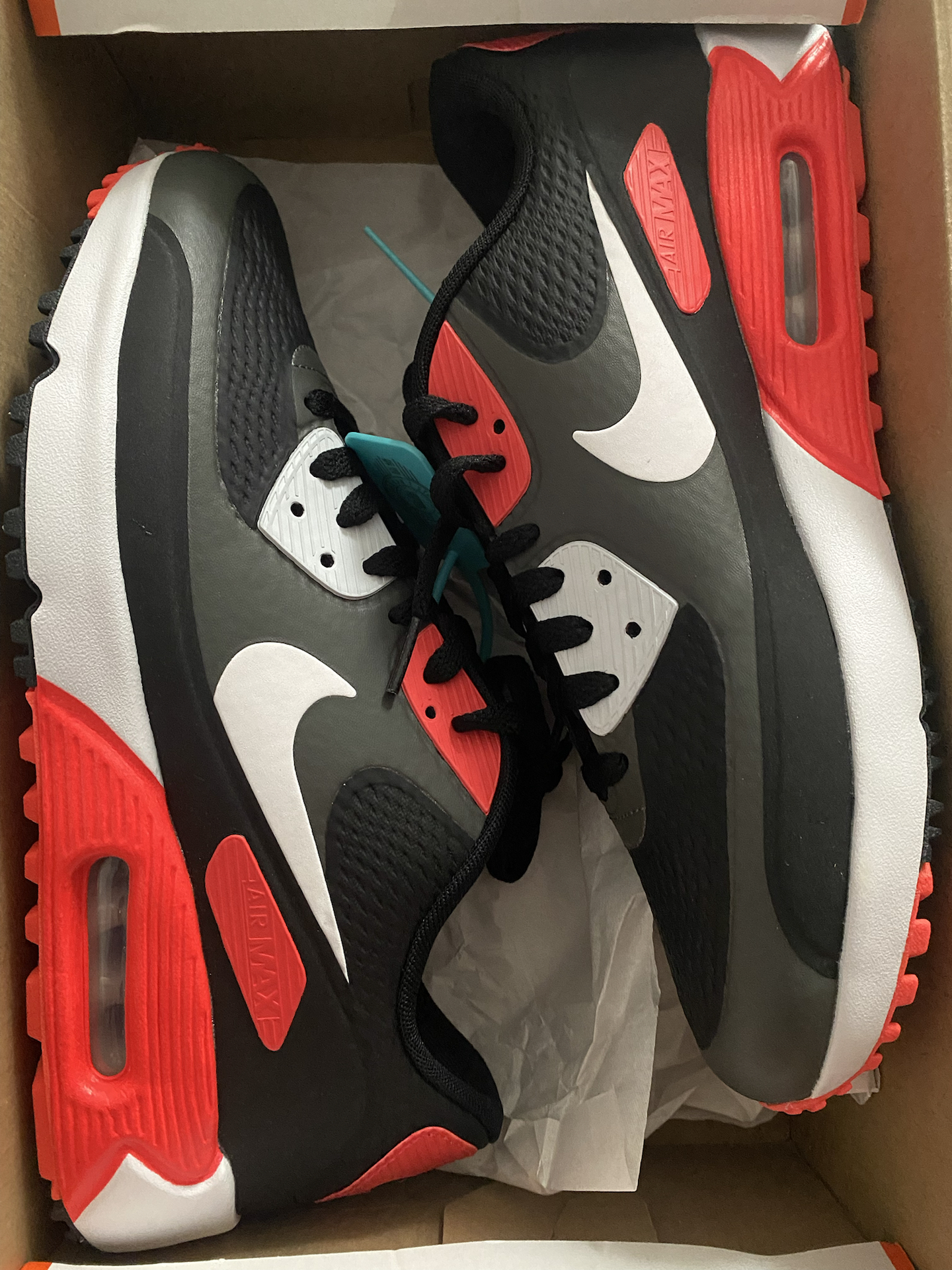 custom review-Nike Air Max 90 г Abrasion Resistant Низкий Топ Casual Унисекс Черный Красный