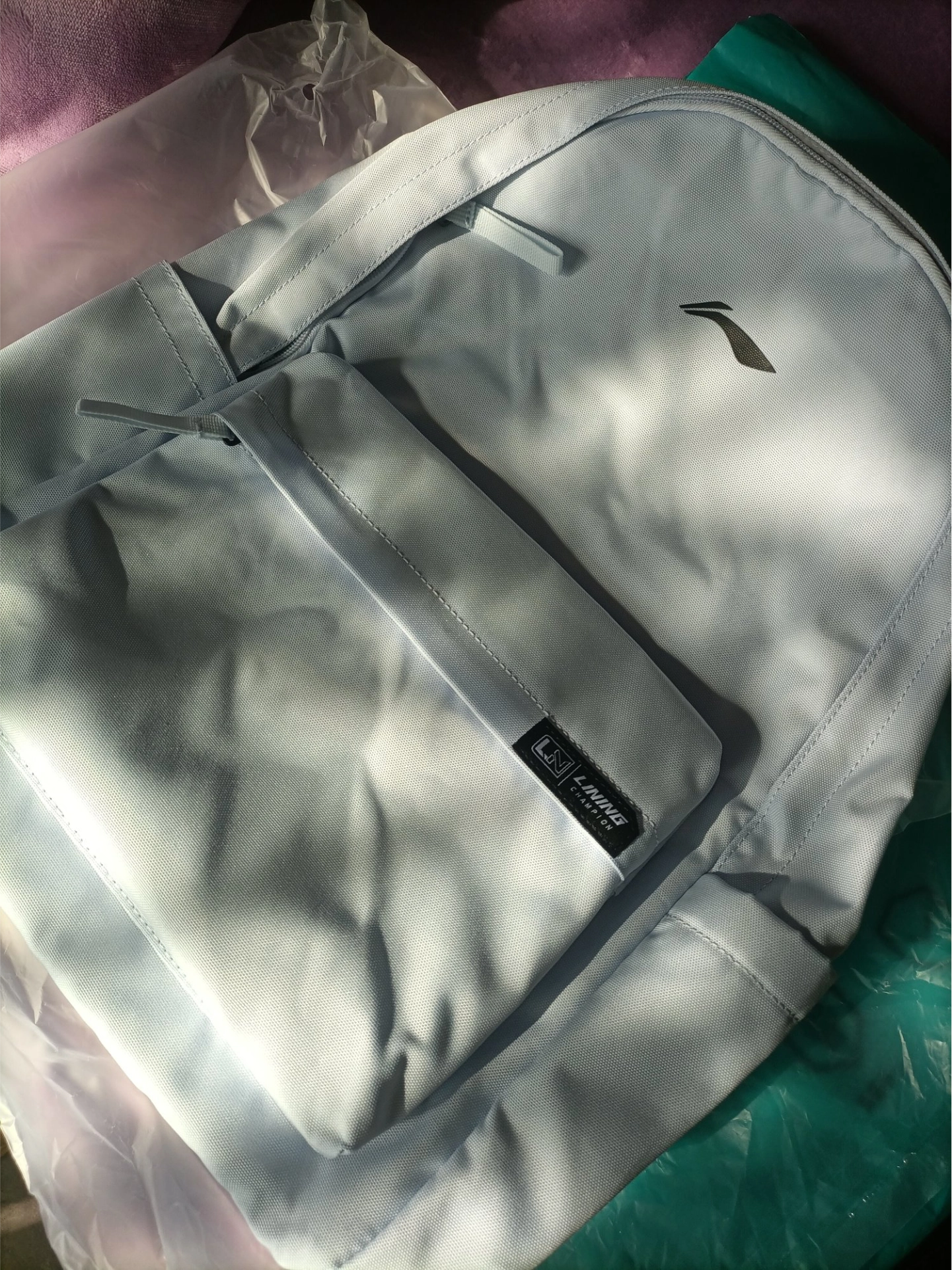 custom review-Li NING Полиэстер Ноутбук Сумка Рюкзак Унисекс Светлый Морозный Синий