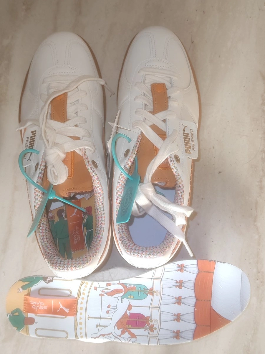 custom review-SQUID GAME X PUMA Palermo Амортизация Износостойкий Низкий Топ Кэжуал Унисекс Белый Желтый