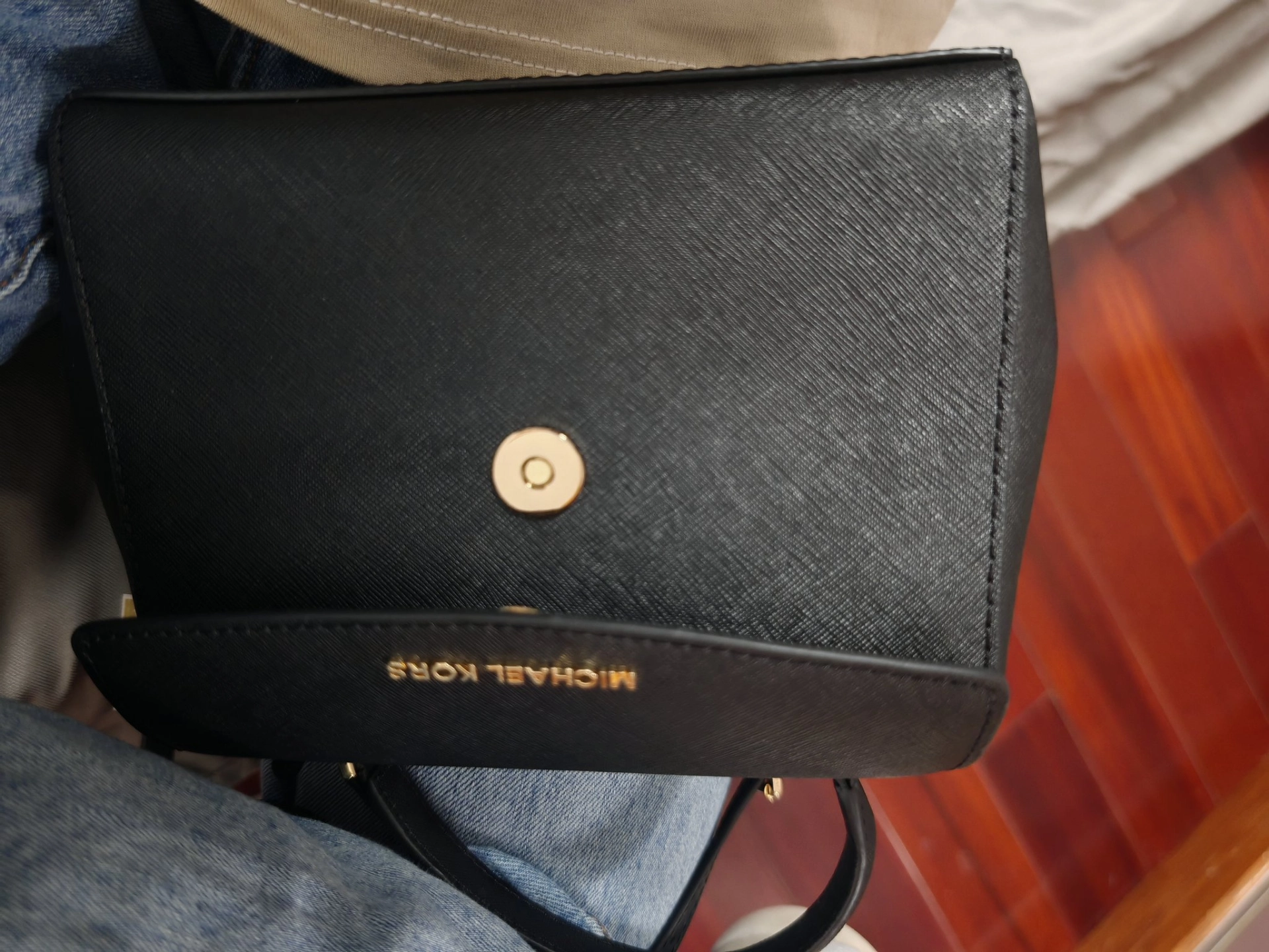 custom review-MICHAEL KORS MK Ava Коровья кожа Спилок Сумка через плечо Сумка Женская Чисто черная