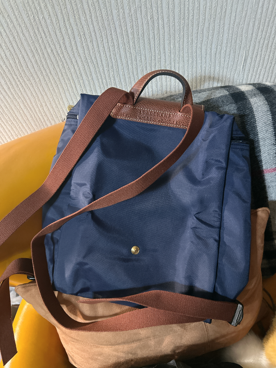 custom review-LONGCHAMP Холст и Кожа Комбинированный Рюкзак Женский Морской Синий