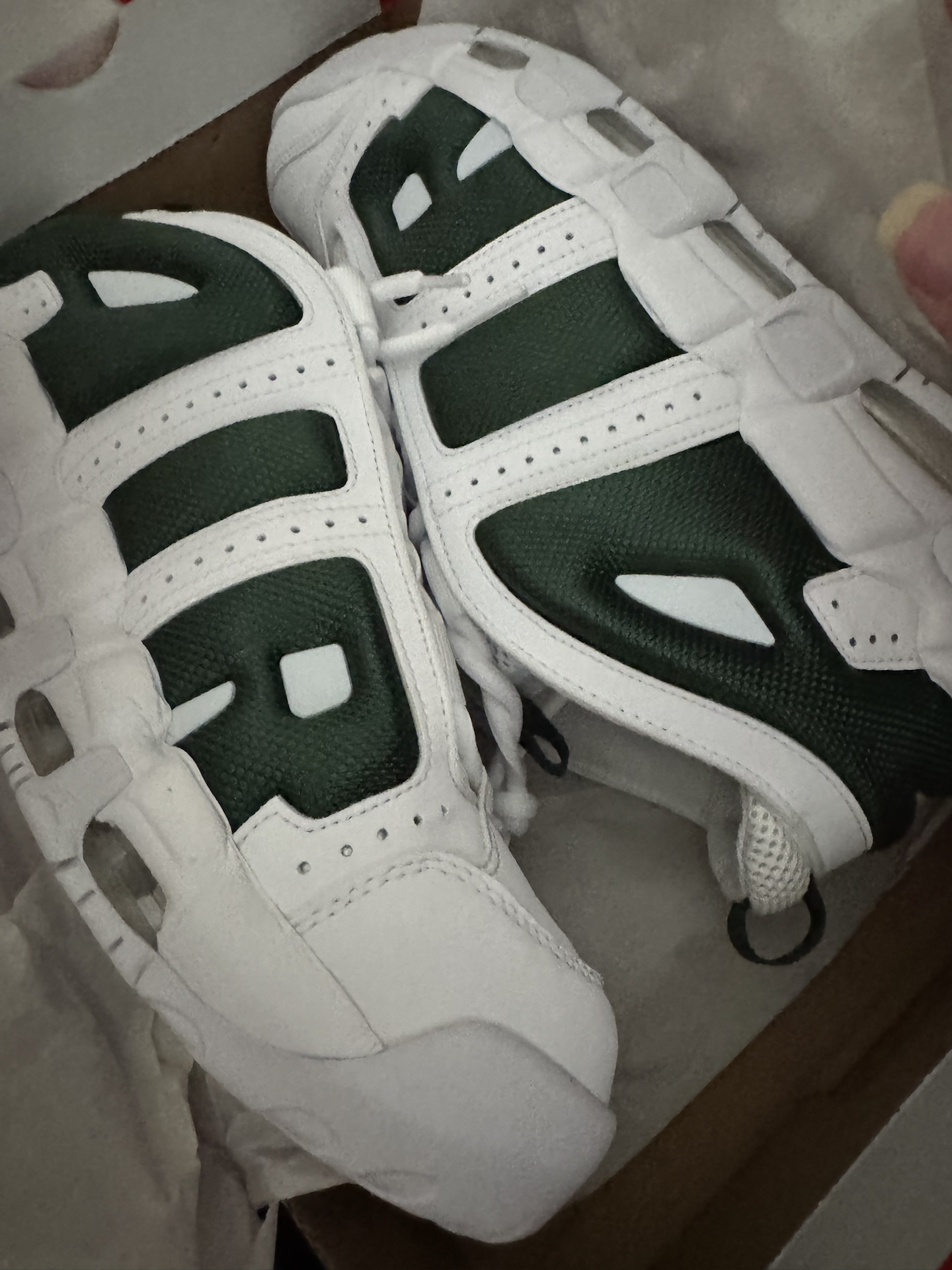 custom review-Nike Air More Uptempo Slip-on Устойчивый к истиранию Низкий Топ Винтажные баскетбольные кроссовки Унисекс Белый Зеленый