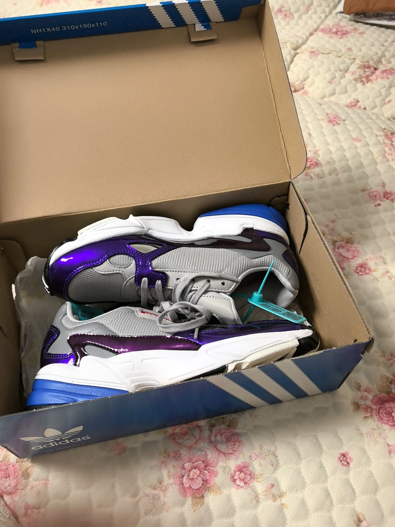 custom review-Adidas Originals Falcon Non Slip Легкий Низкий Топ Толстая Подошва Кроссовки Женские Фиолетовый Серый