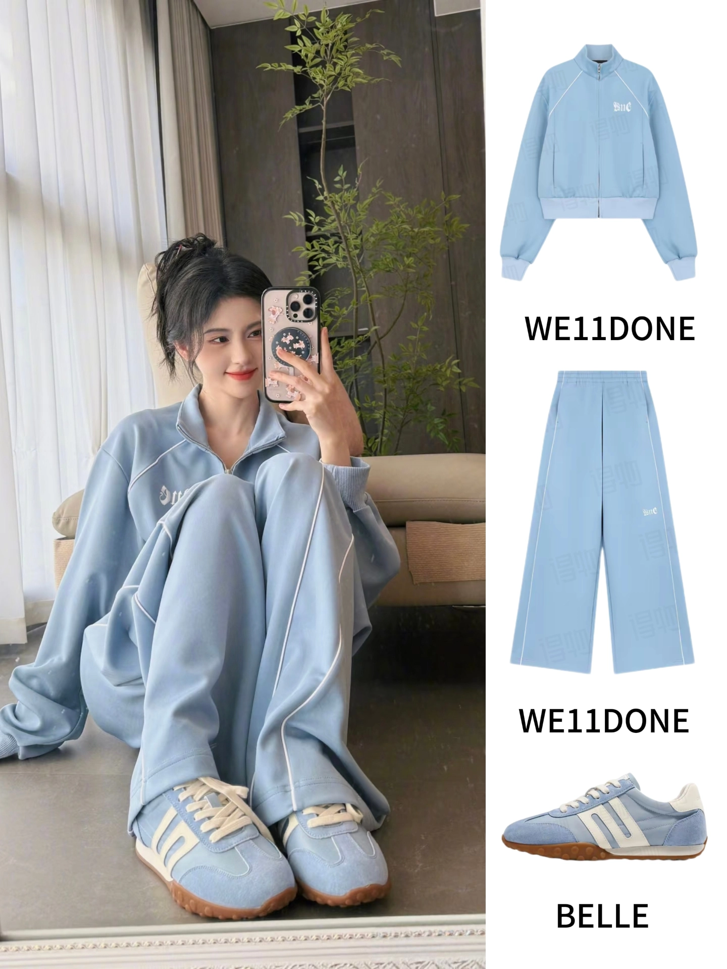 奶呼呼的蓝色系
#今天是一身蓝色系套装 #早春运动风ootd #鞠婧祎同款