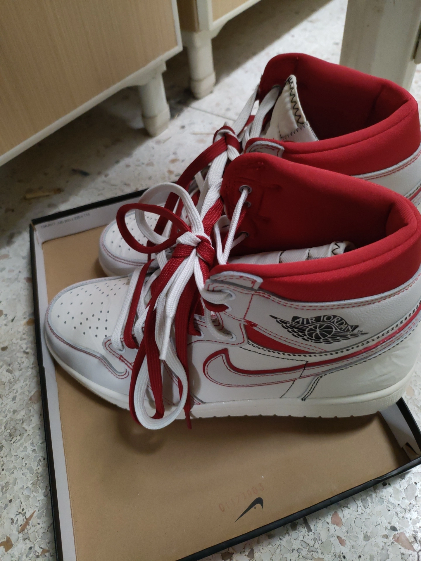 custom review-Jordan Air Jordan 1 Retro High Phantom High Top Винтажные баскетбольные кроссовки Мужские Белый Красный