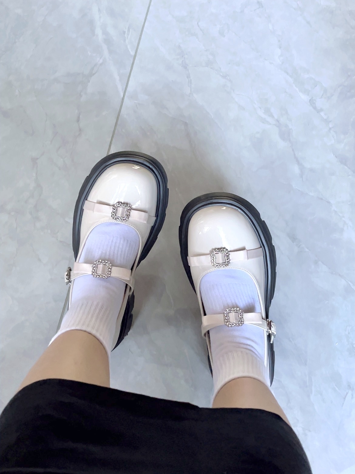 小白袜吼百搭玛丽珍小皮鞋啊