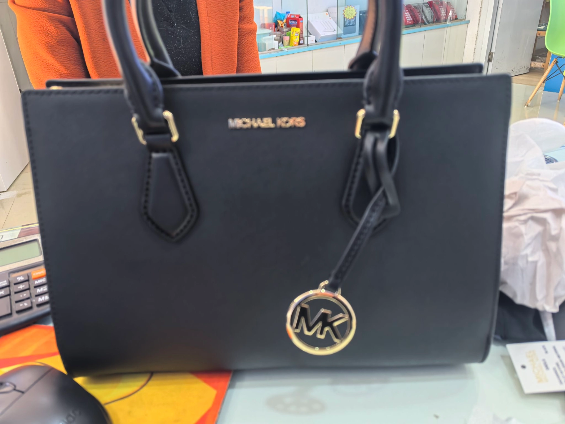 custom review-MICHAEL KORS Сумка из искусственной кожи сумка для покупок сумка через плечо сумка среднего размера женская черная