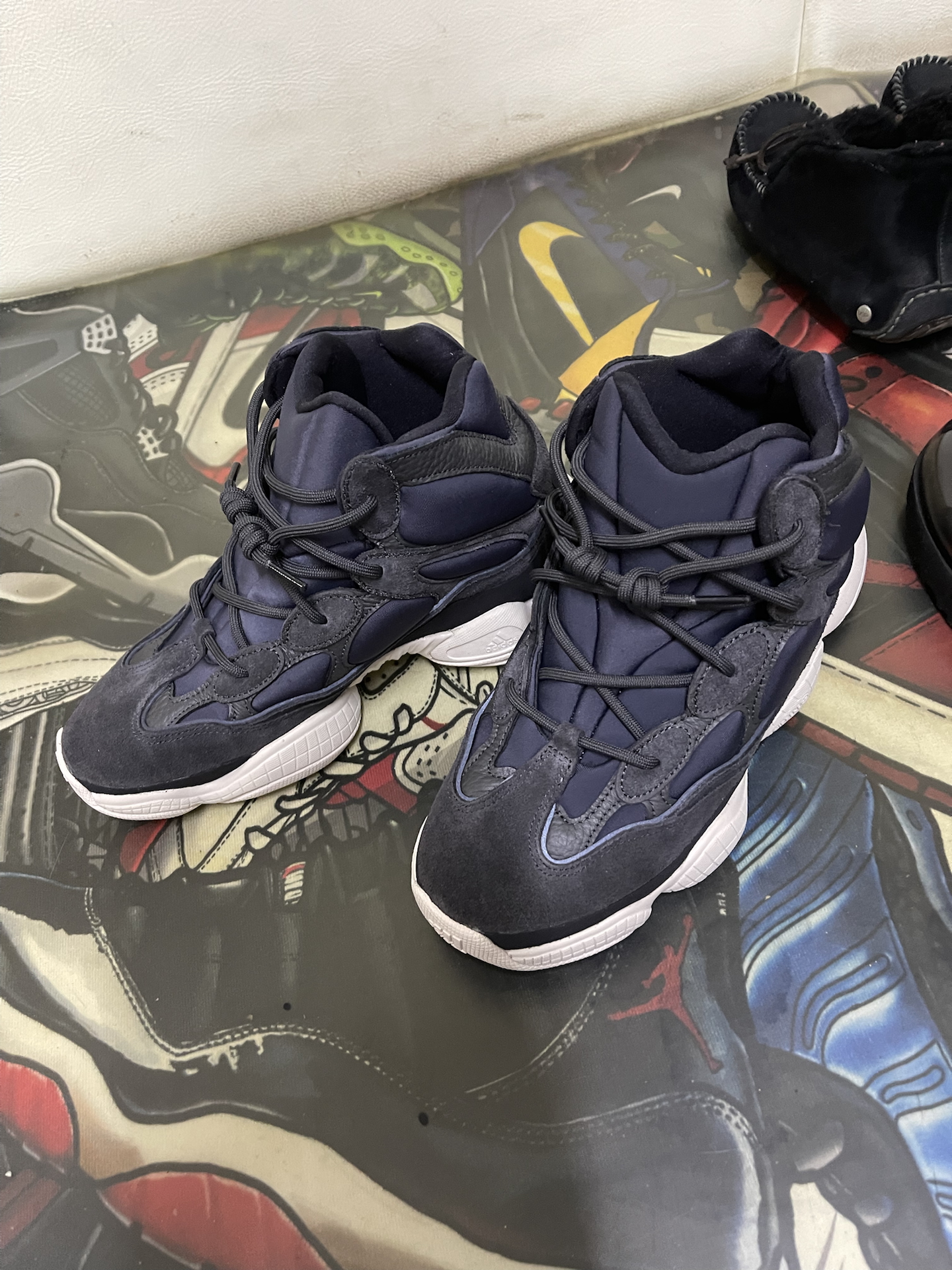 custom review-Adidas Originals Yeezy 500 'Сланец' Нескользящий Легкий Высокий Топ Толстая Подошва Кроссовки Унисекс Обсидиан