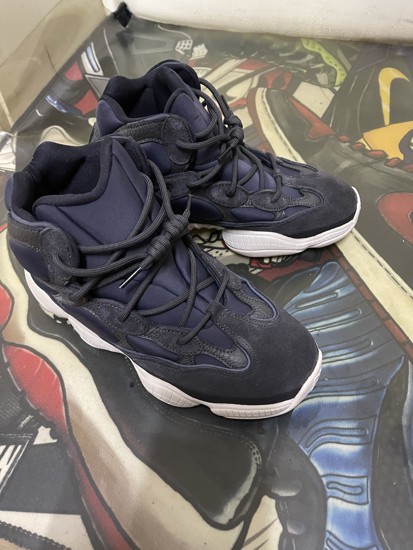 custom review-Adidas Originals Yeezy 500 'Сланец' Нескользящий Легкий Высокий Топ Толстая Подошва Кроссовки Унисекс Обсидиан