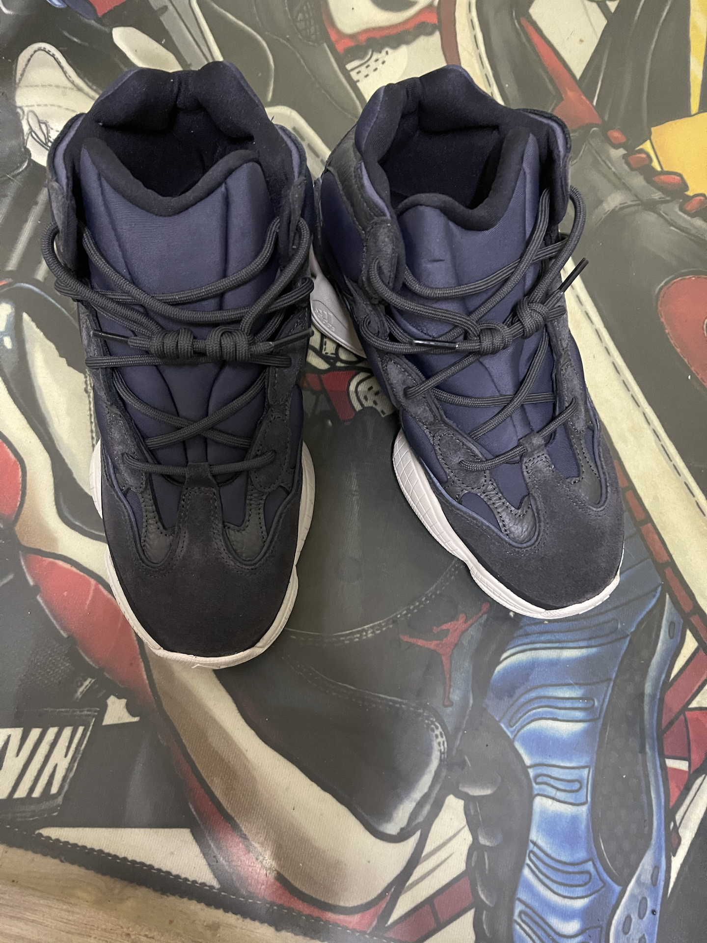 custom review-Adidas Originals Yeezy 500 'Сланец' Нескользящий Легкий Высокий Топ Толстая Подошва Кроссовки Унисекс Обсидиан