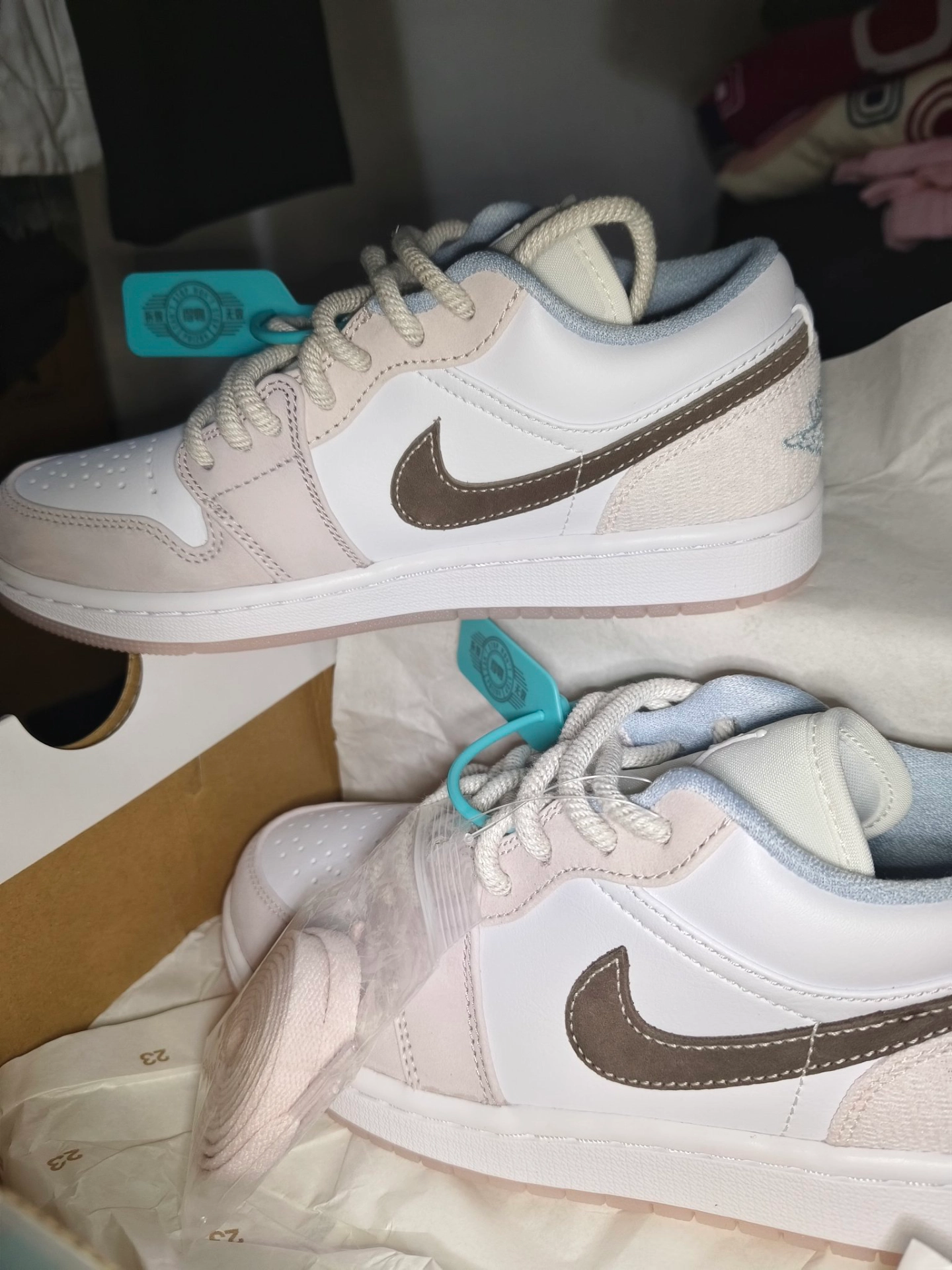 custom review-Jordan Air Jordan 1 Нижняя юбка Устойчивая к истиранию Низкий топ Винтажные баскетбольные кроссовки Женские Белый Розовый