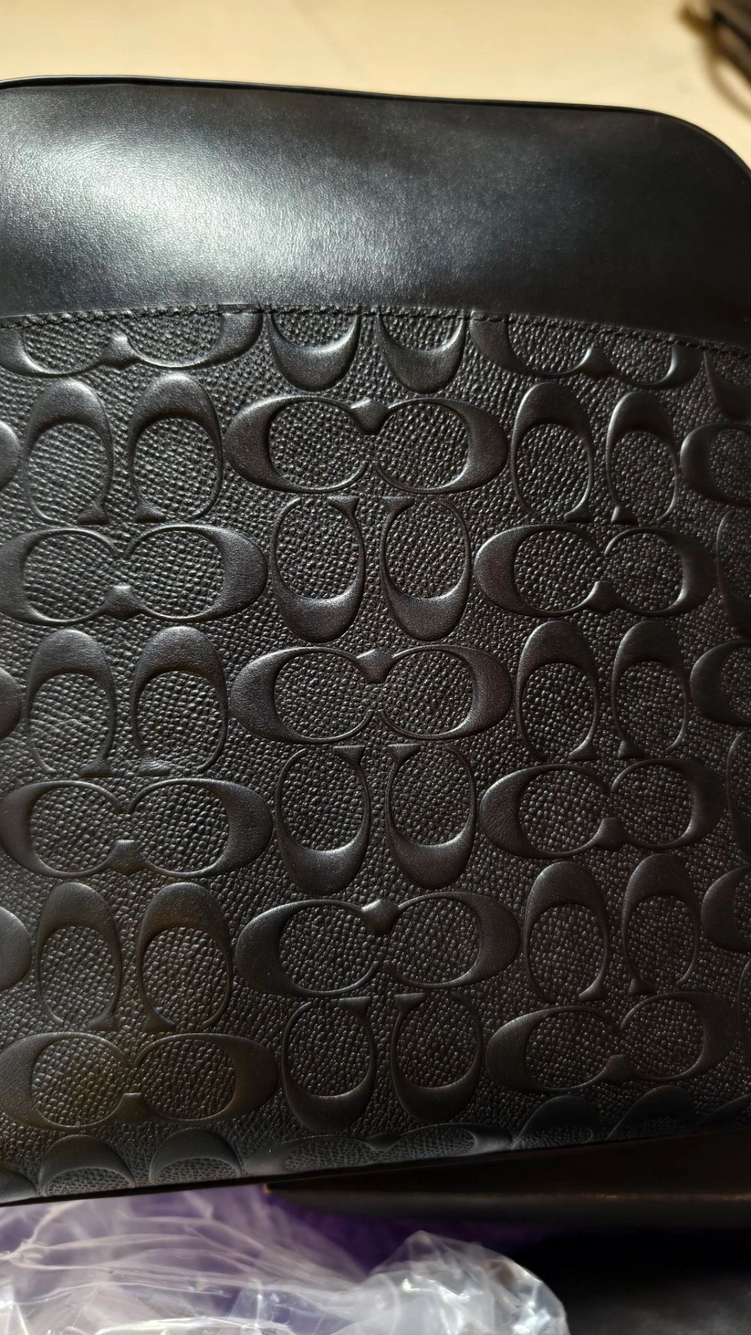 custom review-COACH Houston Коровья кожа Сумка через плечо Маленькая Мужская Черная