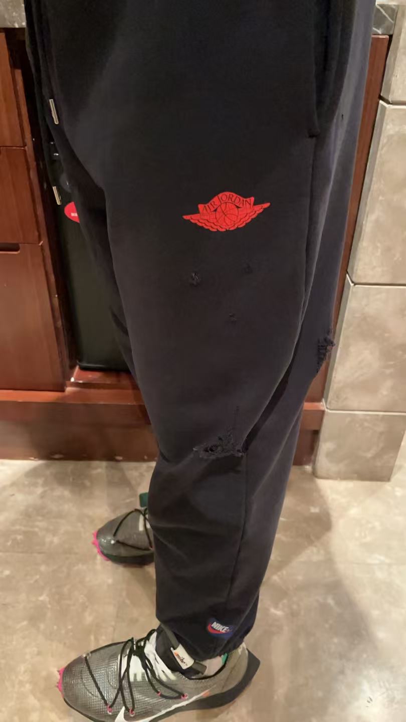 custom review-Jordan Air Rare Вязаные Тренировочные Штаны Мужские Черные Парус Белые