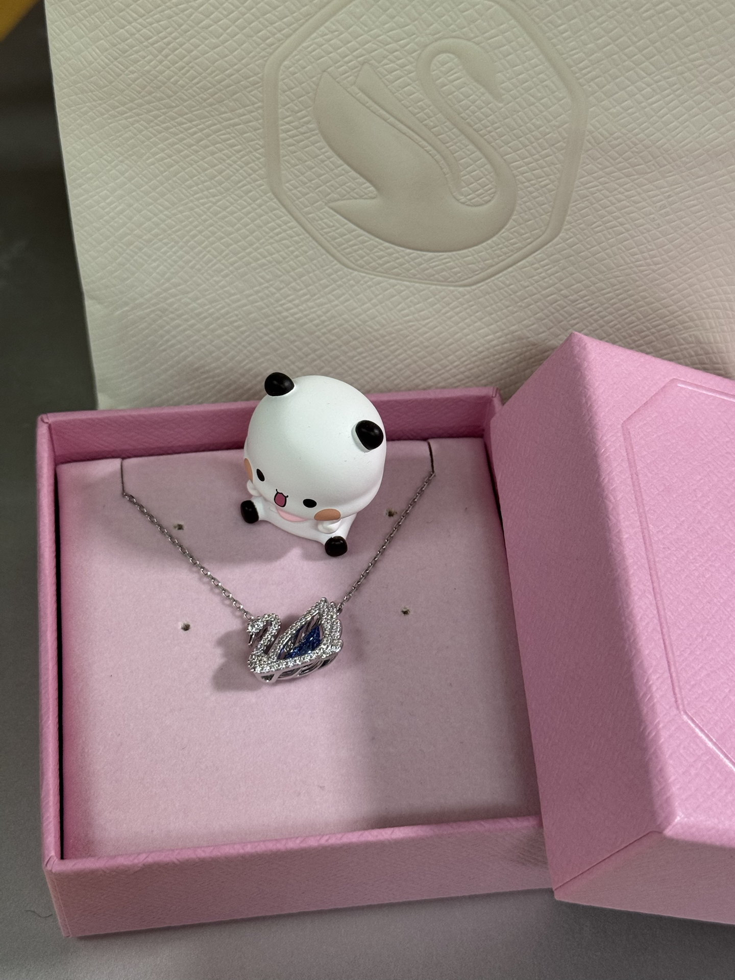 custom review-Swarovski Rhodium Покрытие Искусственный Кристалл Камень "Лебедь" Ожерелье Женское Синий