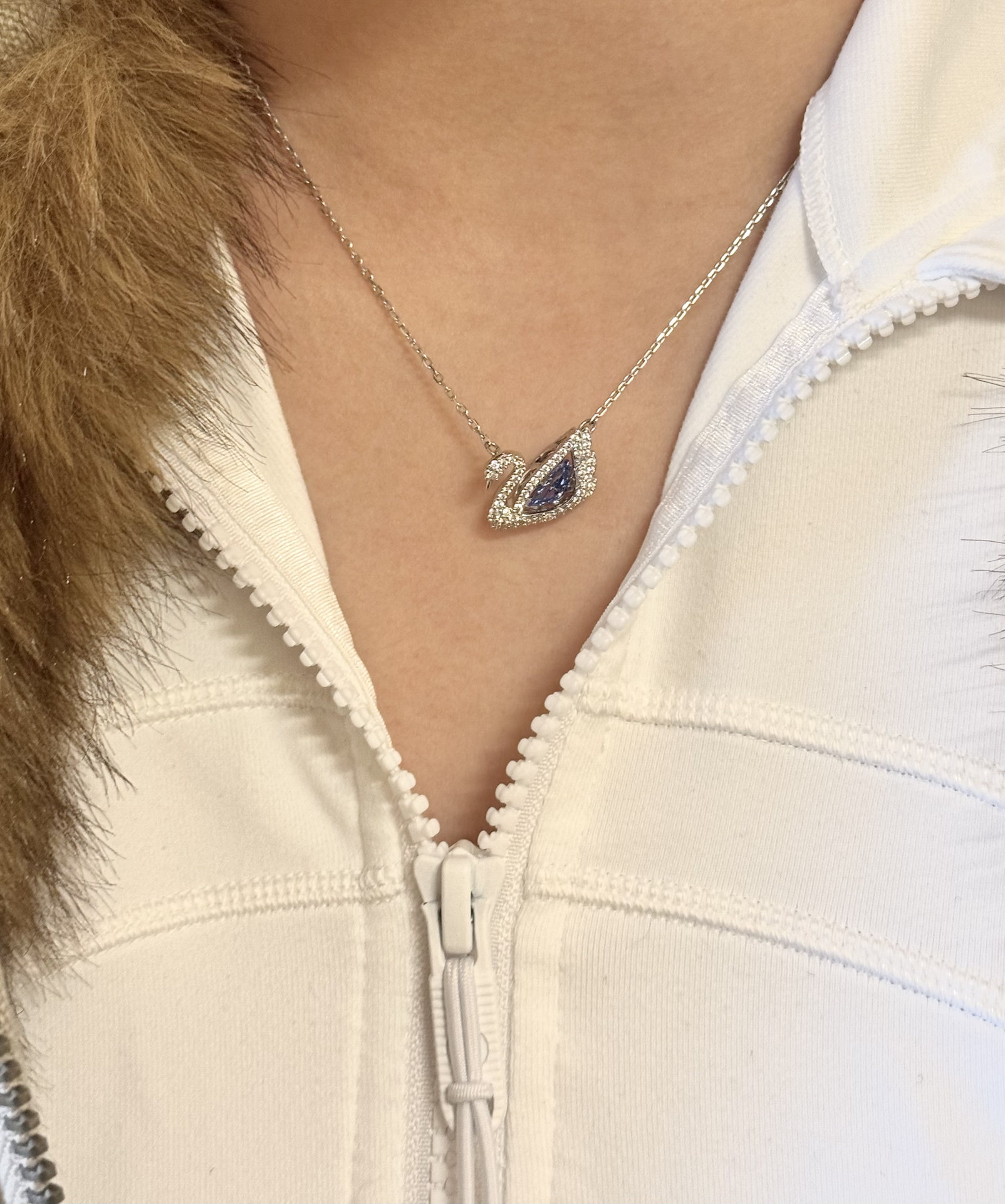 custom review-Swarovski Rhodium Покрытие Искусственный Кристалл Камень "Лебедь" Ожерелье Женское Синий