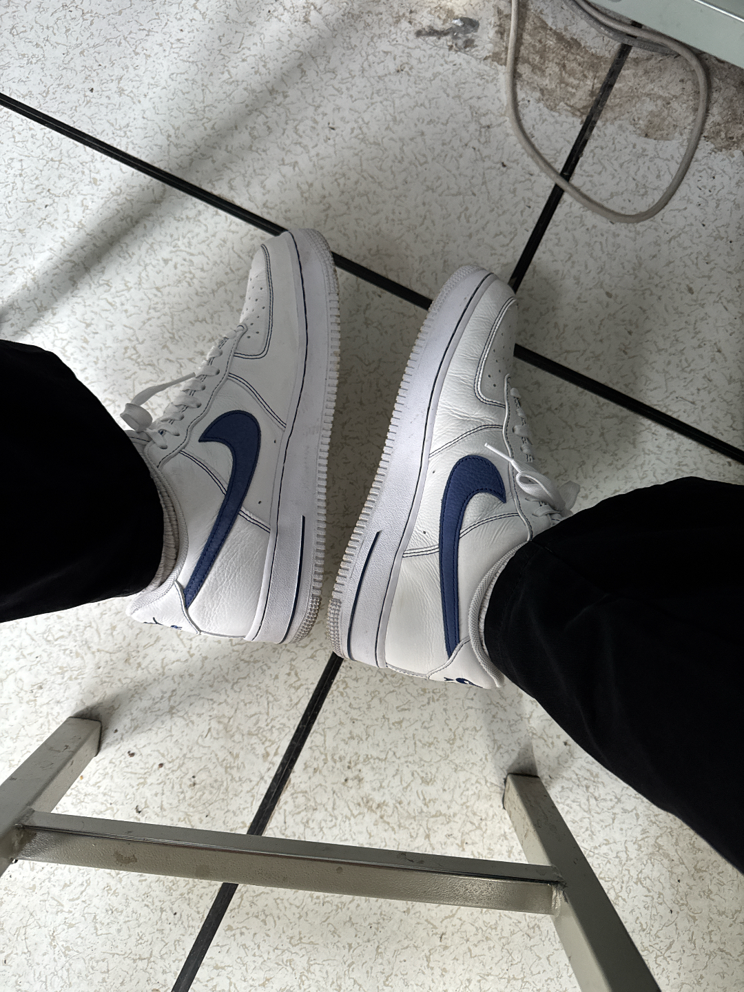 custom review-Nike Air FORCE 1 Low Slip Resistant Abrasion Resistant Low Топ Скейтбординг Кроссовки Мужские Белый Синий