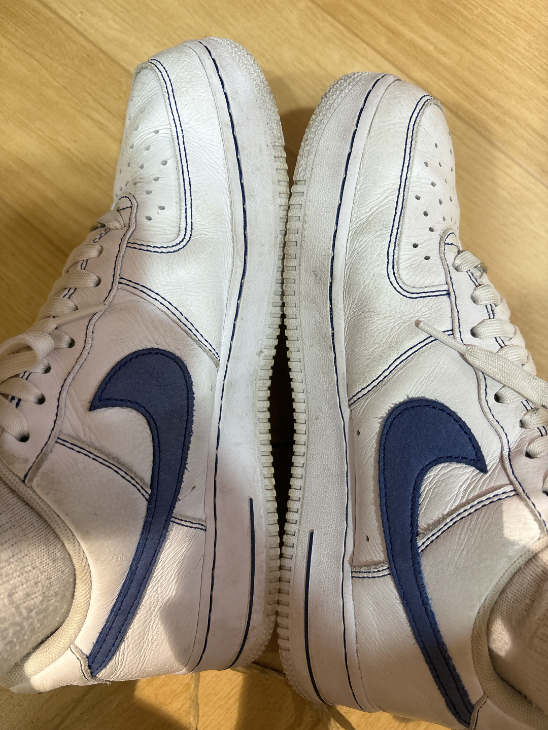 custom review-Nike Air FORCE 1 Low Slip Resistant Abrasion Resistant Low Топ Скейтбординг Кроссовки Мужские Белый Синий