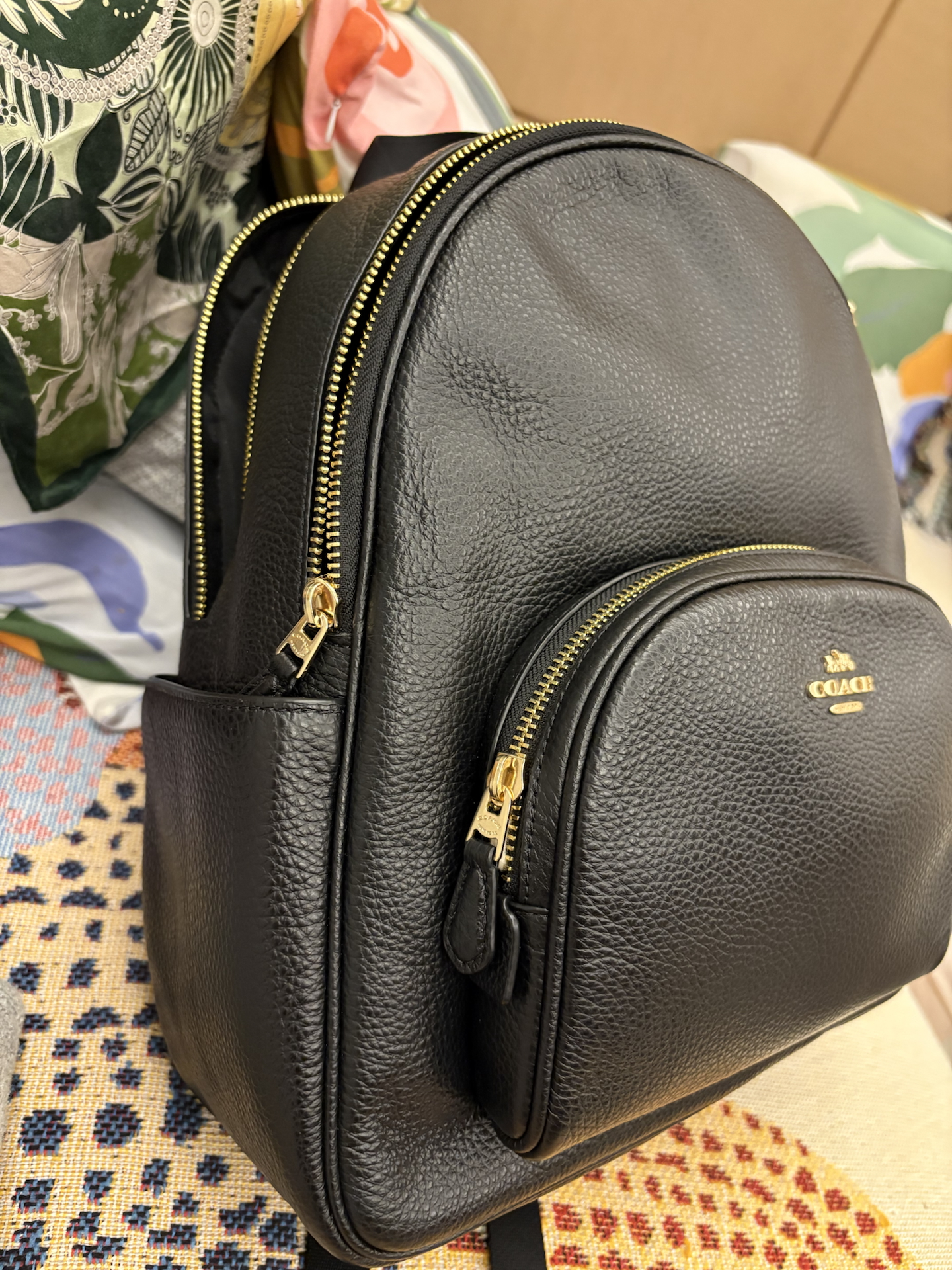 custom review-COACH Court Кожа Рюкзак Большой Женский Черный