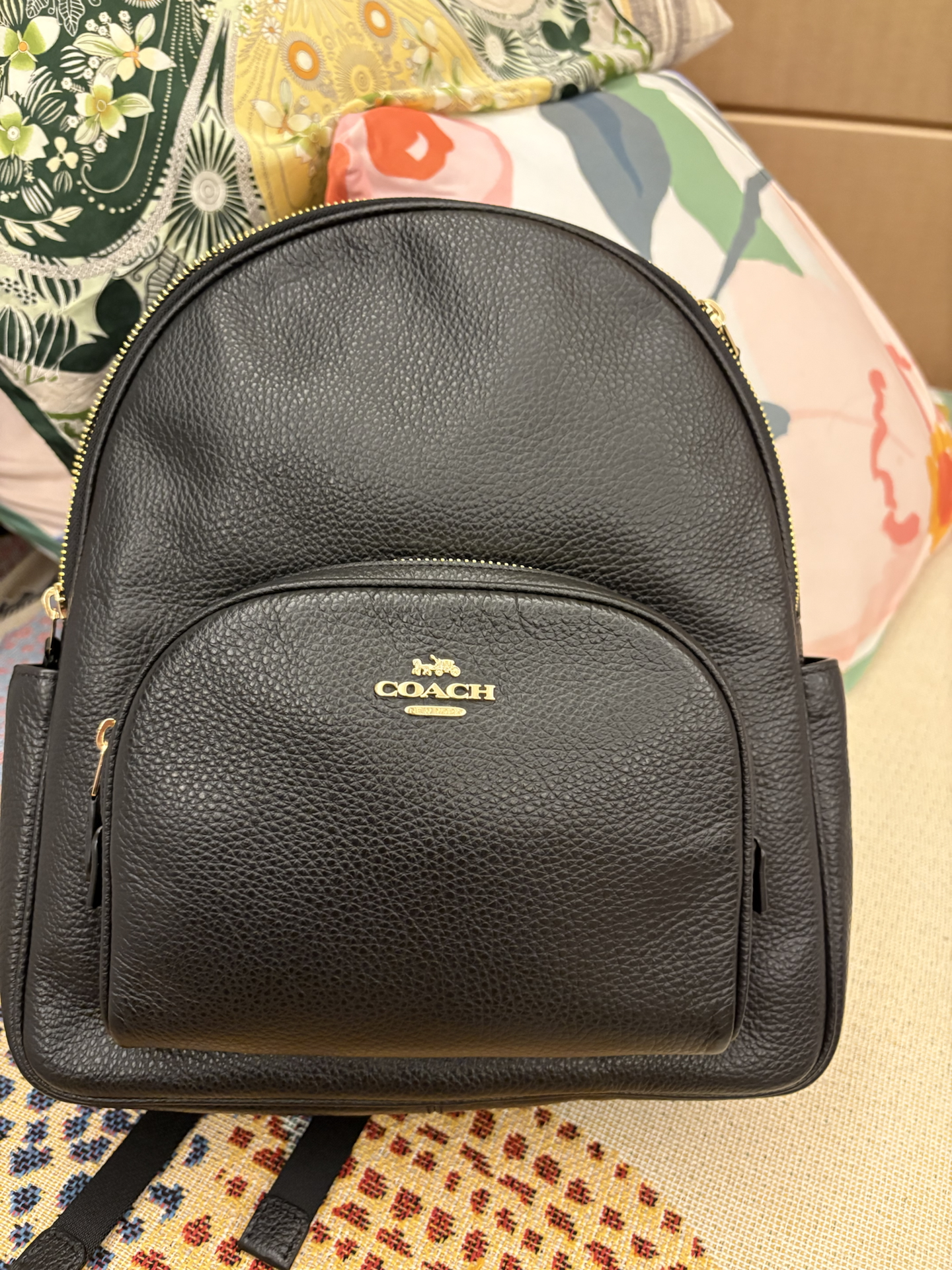 custom review-COACH Court Кожа Рюкзак Большой Женский Черный