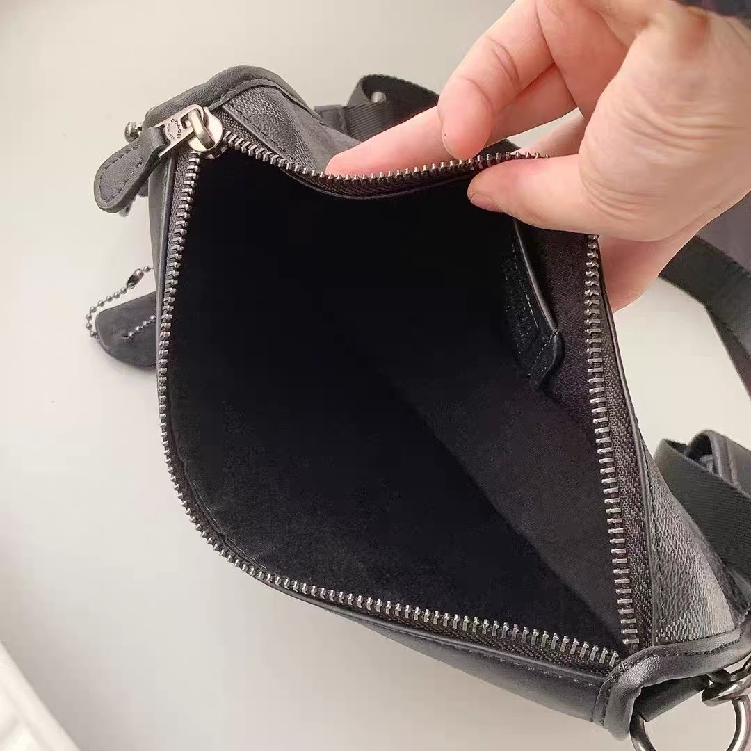 custom review-COACH Покрытая холстовая сумка через плечо мужская угольная и черная