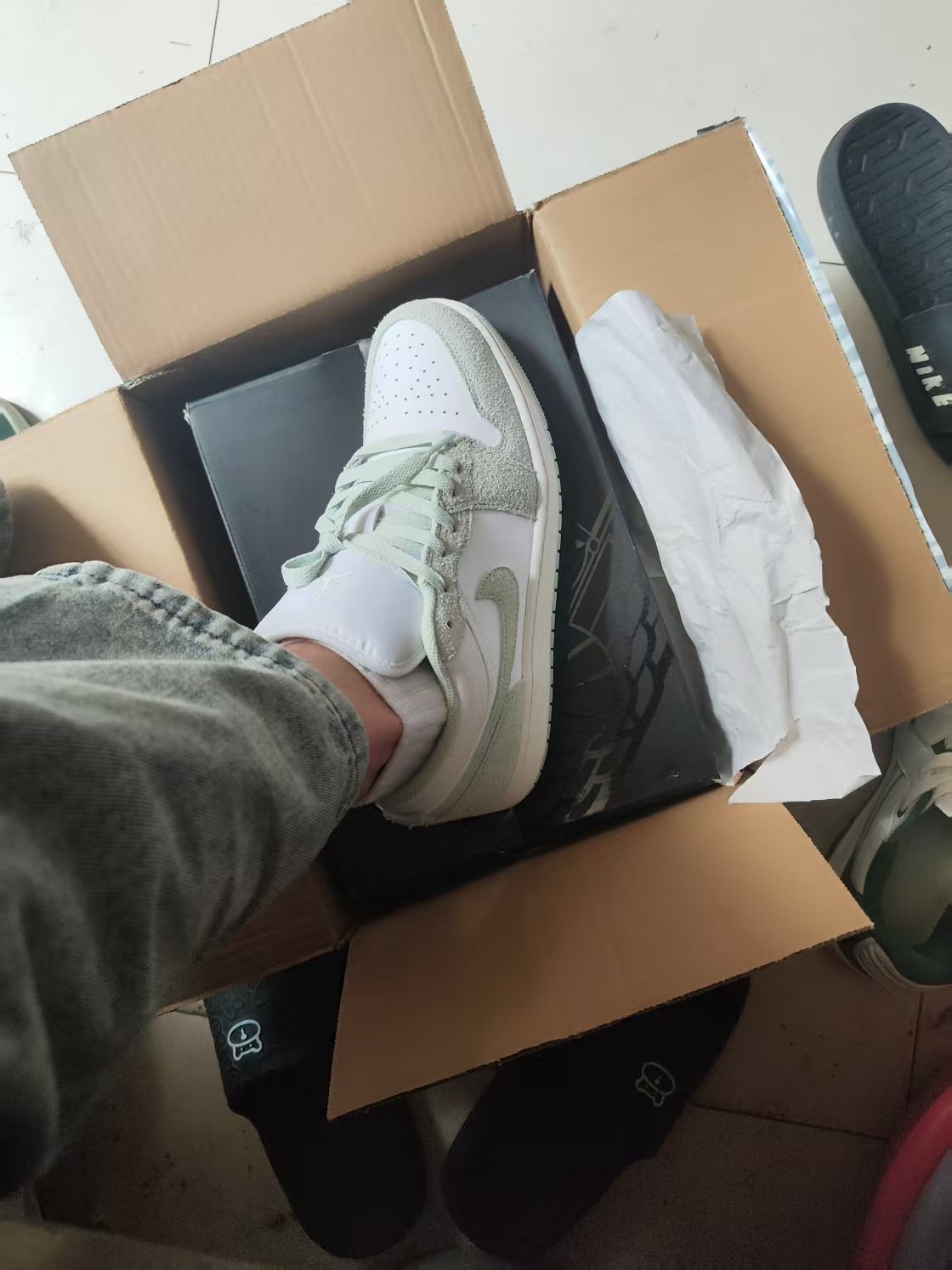 custom review-Jordan Air Jordan 1 Low Амортизация Износостойкий Низкий Топ Винтажные Баскетбольные Кроссовки Мужские Белые Зеленые