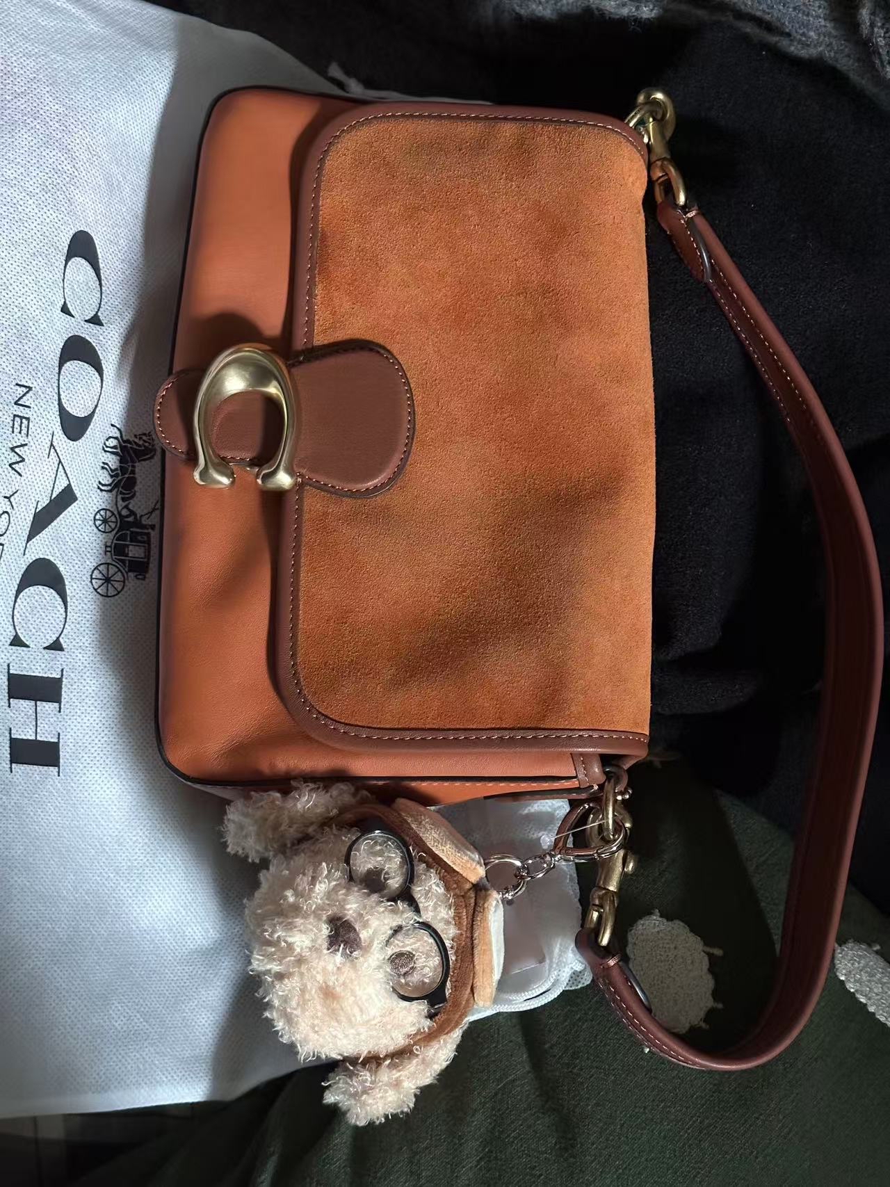 custom review-COACH Tabby Кожа с Замшей Сумка через плечо Мягкий Европейский стиль Портативная Сумка через плечо Сумка через плечо