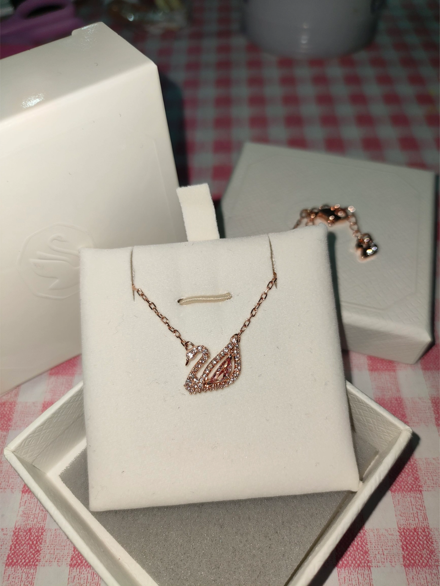 custom review-Swarovski Искусственный кристалл Камень Циркон Ожерелье Женское с покрытием из розового золота