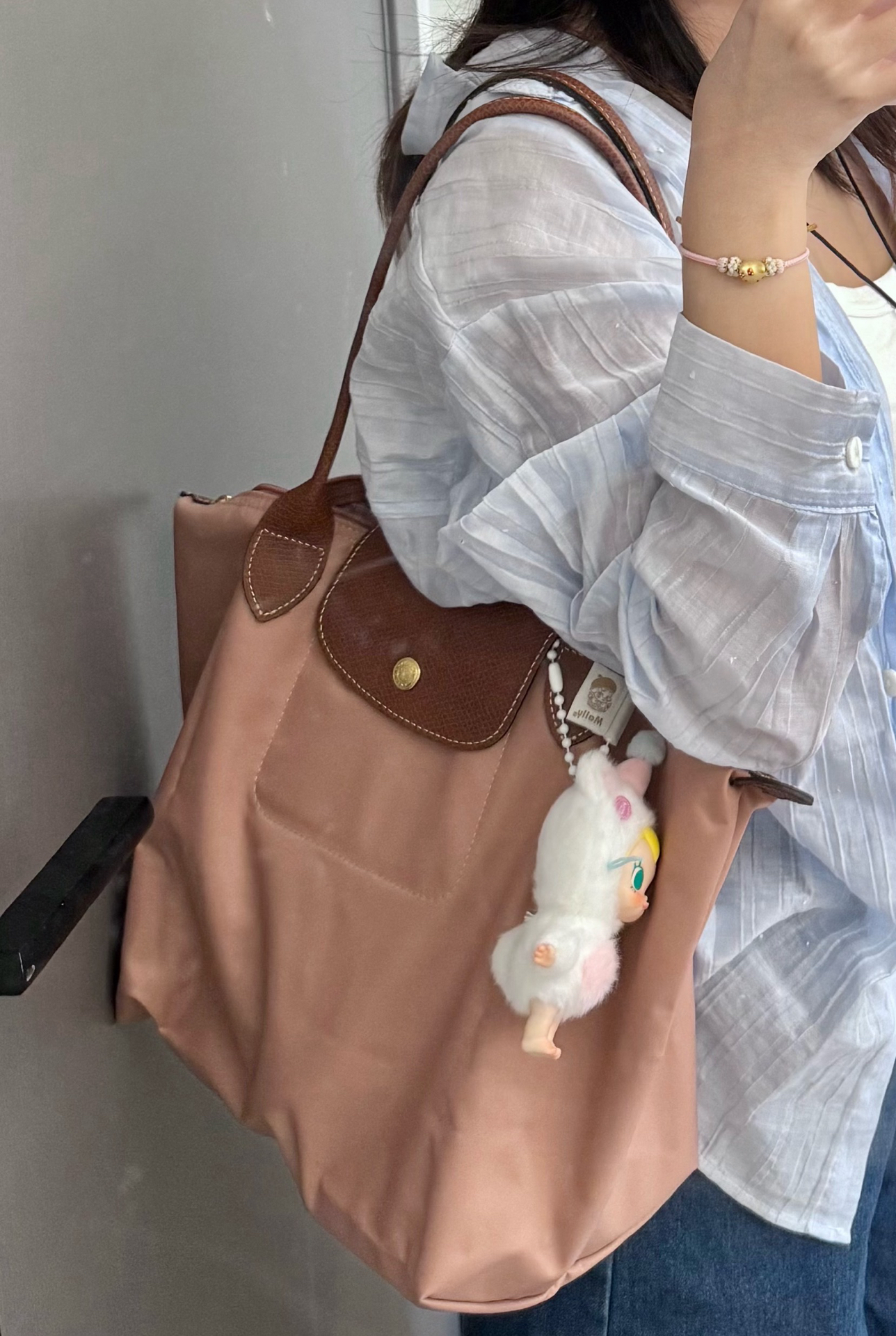custom review-LONGCHAMP Le Pliage Нейлоновая сумка-тоут сумка для покупок средняя сумка женская розовая