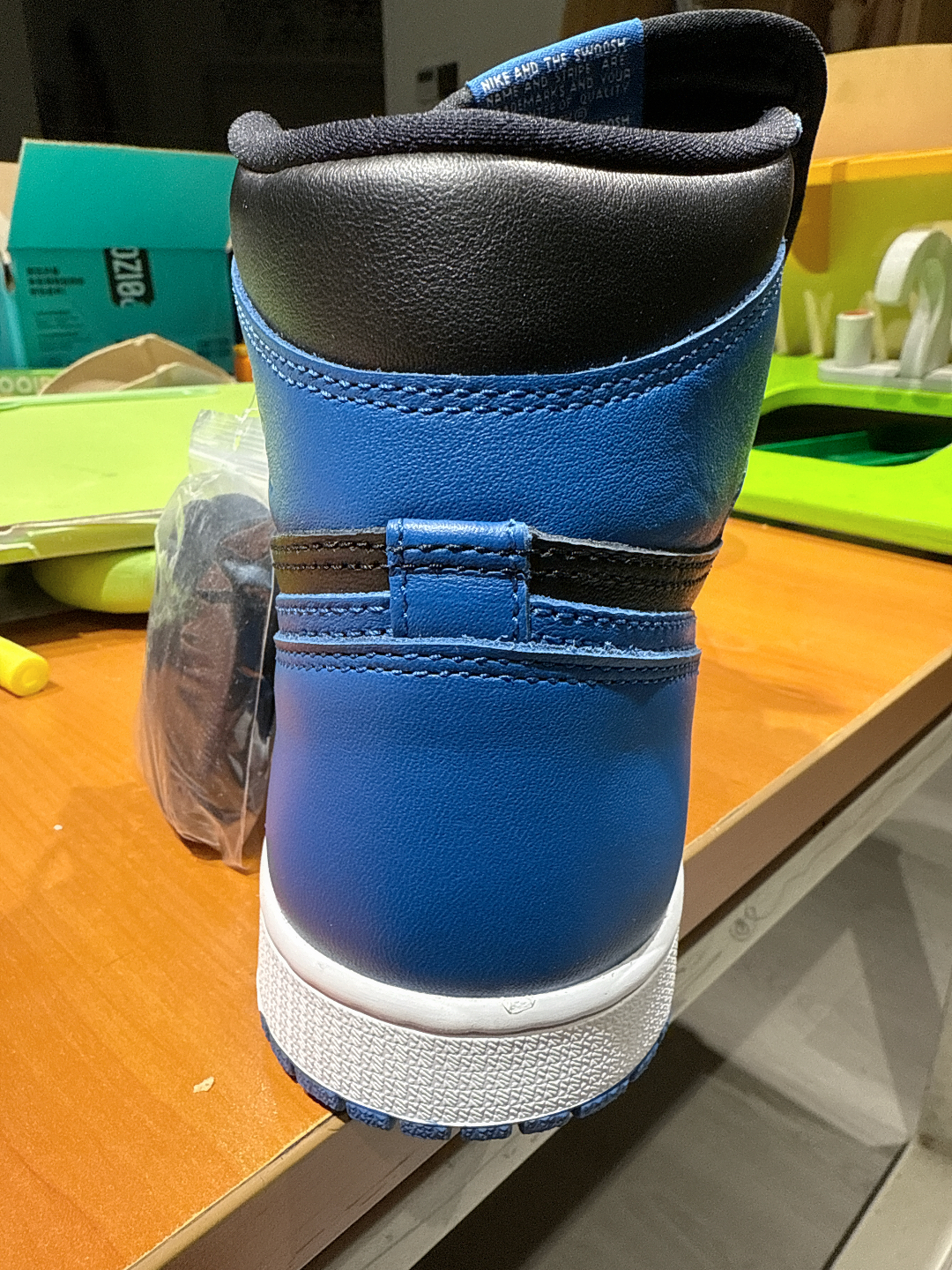 custom review-Jordan Air Jordan 1 High Топ Винтажные Баскетбольные Кроссовки Унисекс Черный Синий