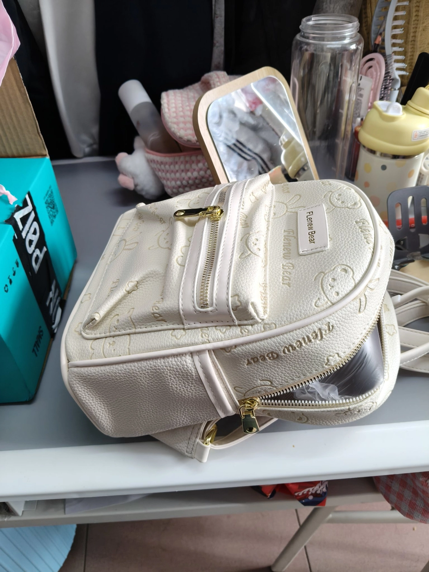 custom review-JANE KLAIN Рюкзак из синтетической кожи стандартный женский цвет экрю розовый черный