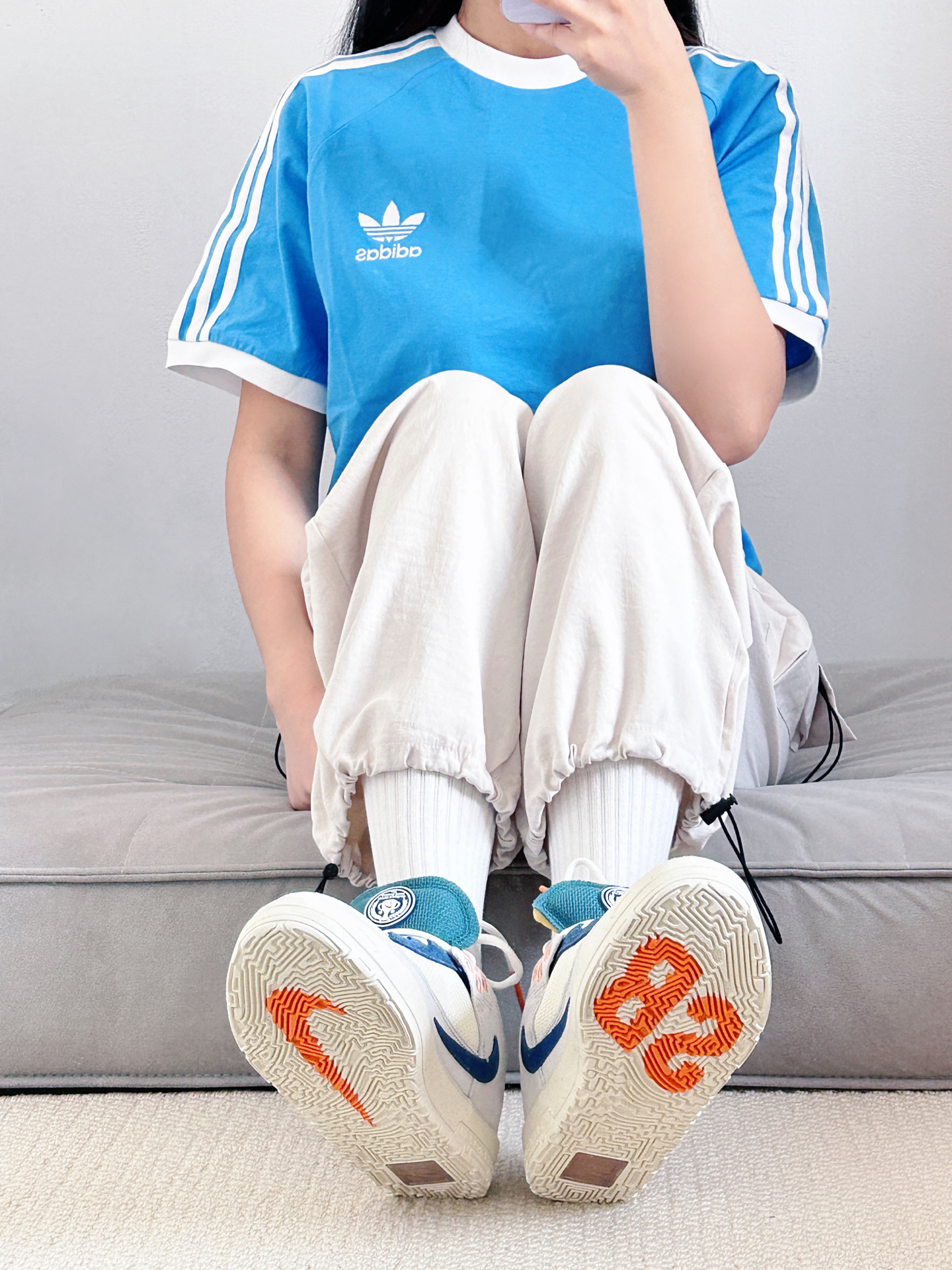 纯色系就蛮好搭的,搭我的耐克板鞋就敲好看.#特别强推的一款袜子