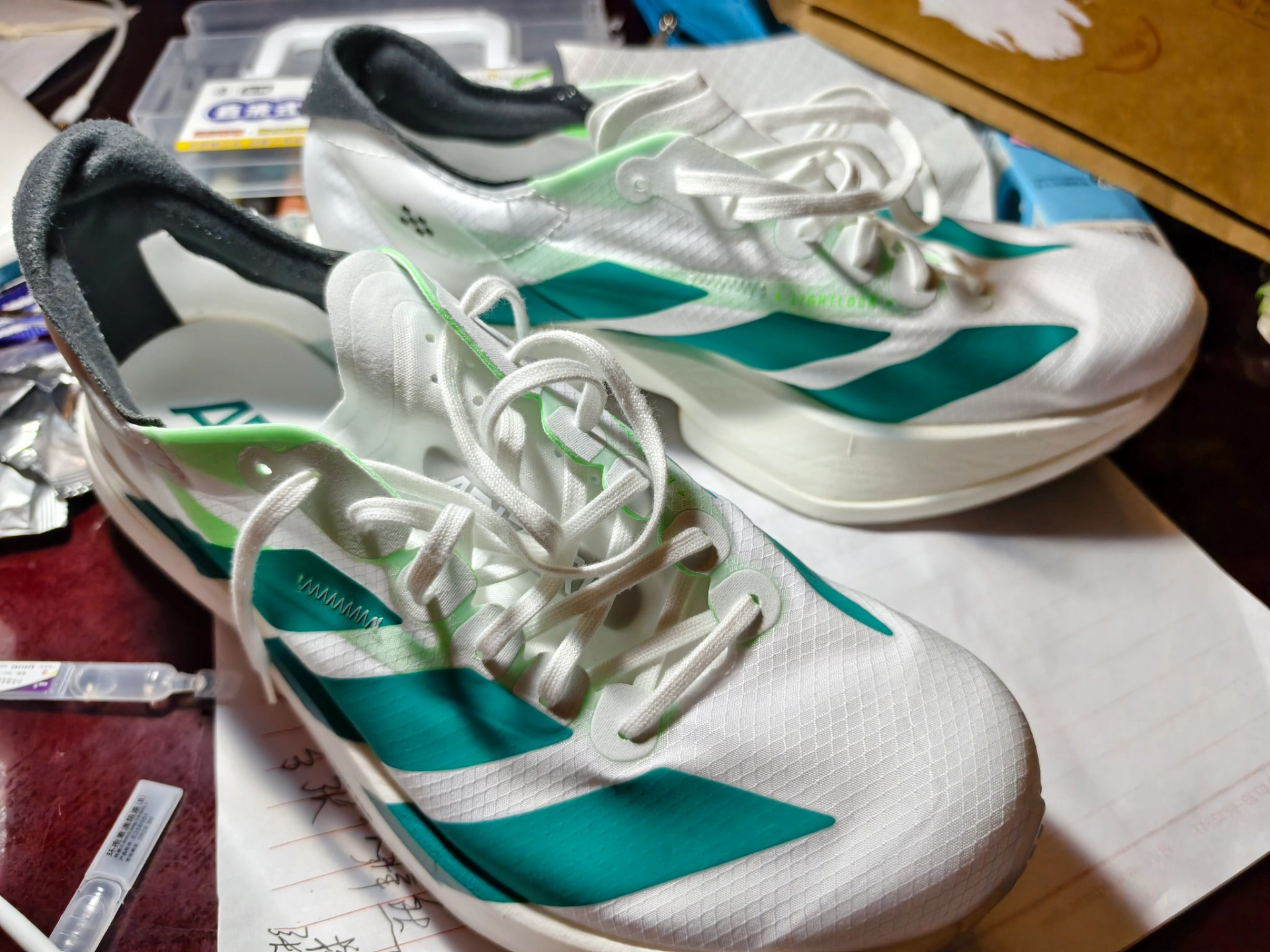 custom review-Adidas Adizero Adios Pro 4 Устойчивый к истиранию Дышащий Низкий Топ Повседневная Беговая Обувь Унисекс Белый Синий