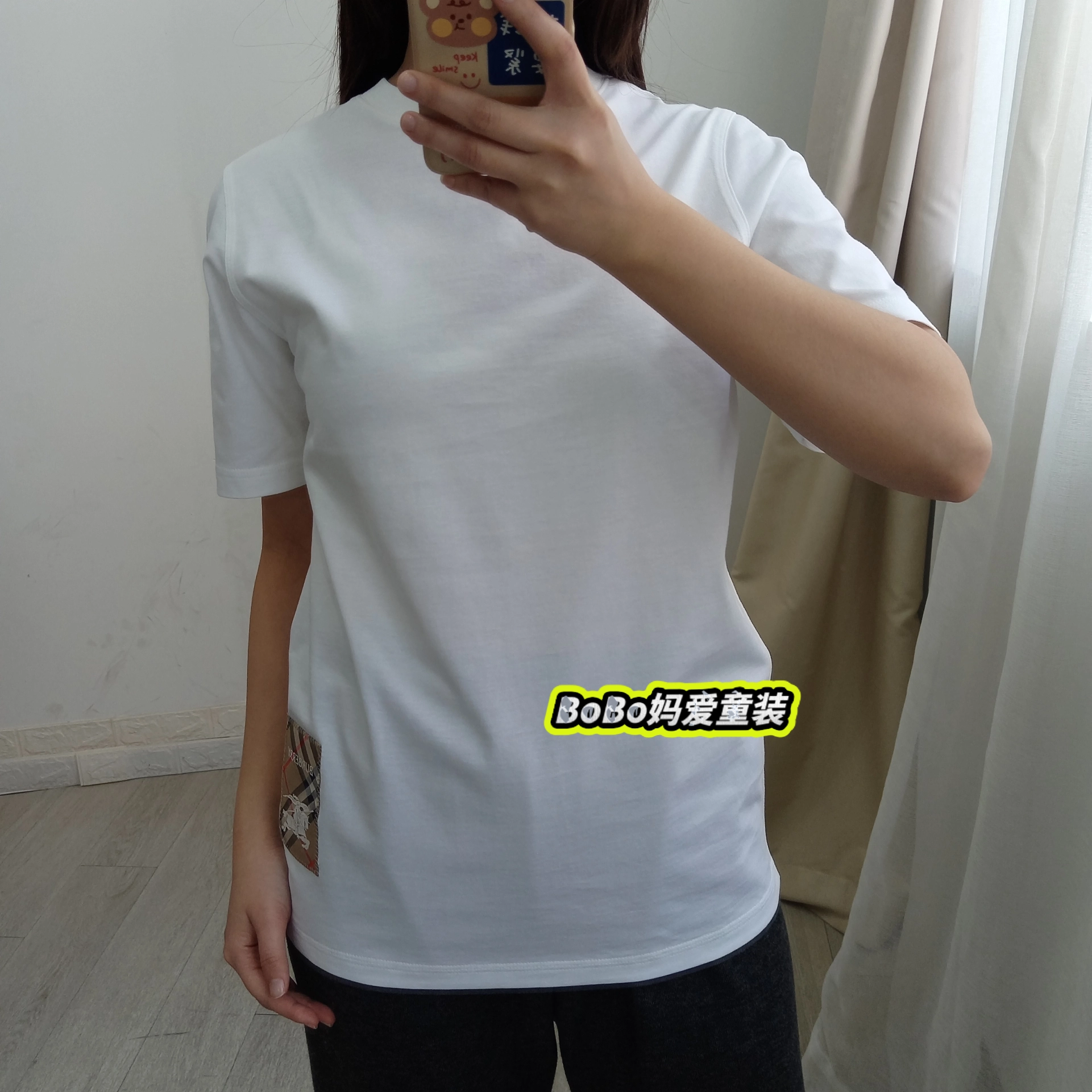 好看百搭burberry新款童装白色短袖t