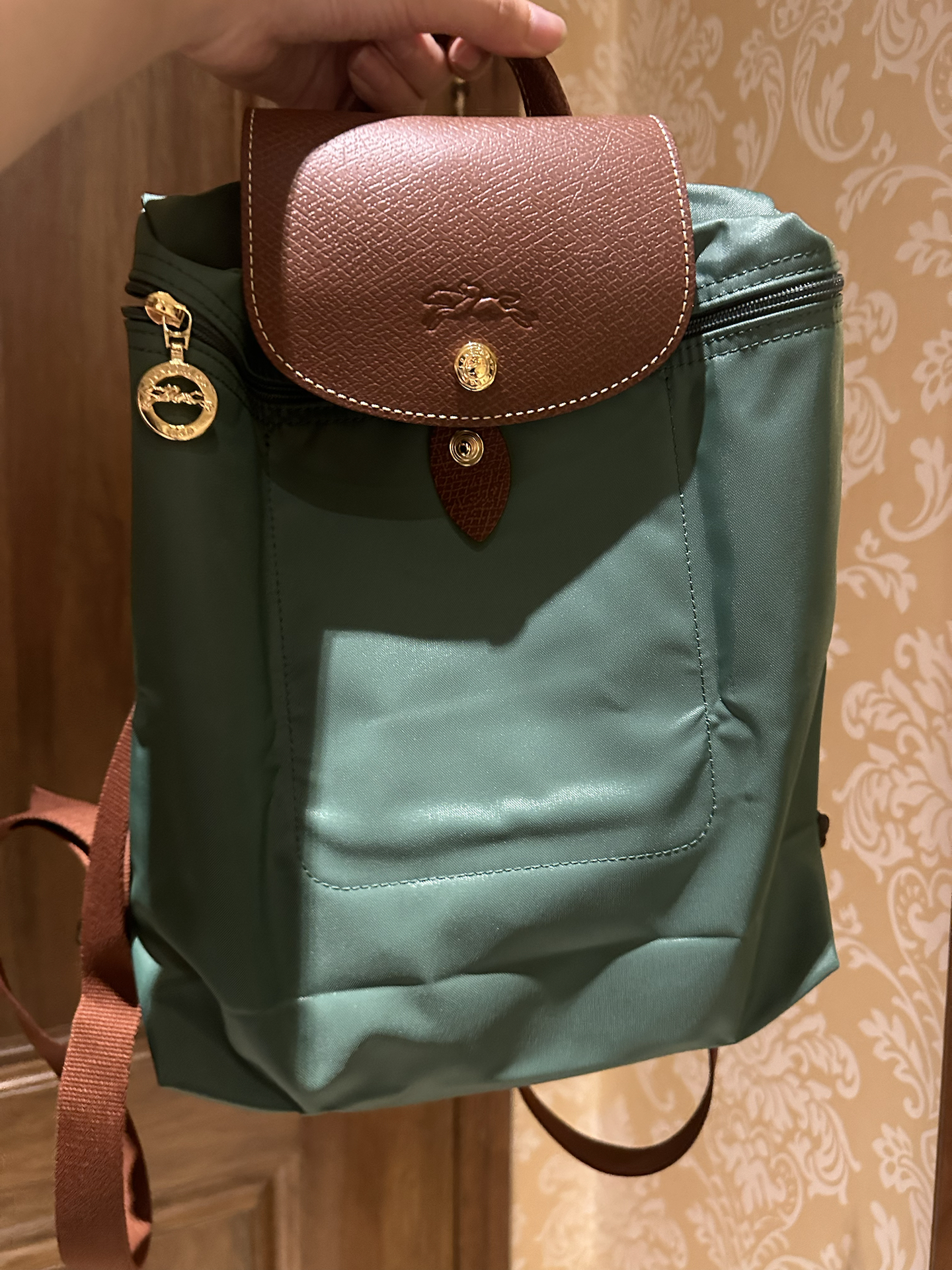 custom review-LONGCHAMP Le Pliage Холст Рюкзак Средний Женский Шалфей Зеленый