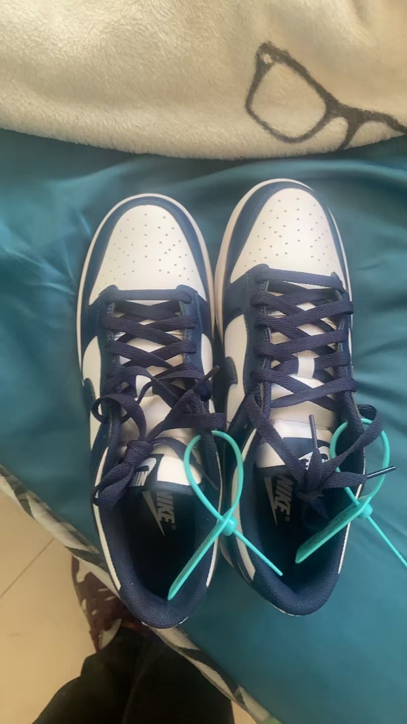 custom review-Nike Dunk Slip-on Устойчивый к истиранию Низкий Топ Скейтборд Кроссовки Унисекс Белый Синий