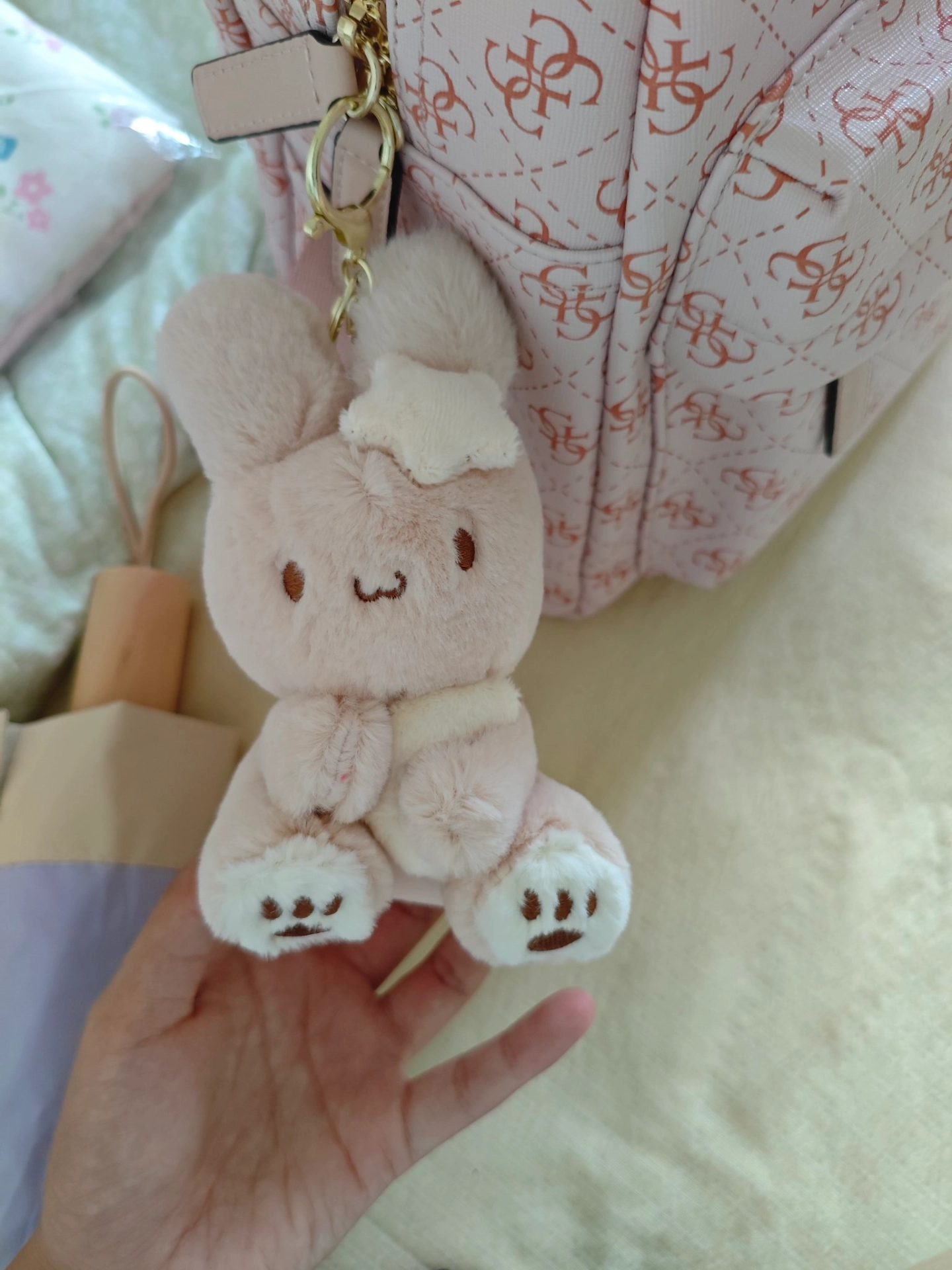 custom review-GUESS Microfiber Synthetic Leather Backpack Standard (Standard) Women's Cherry Blossom Pink