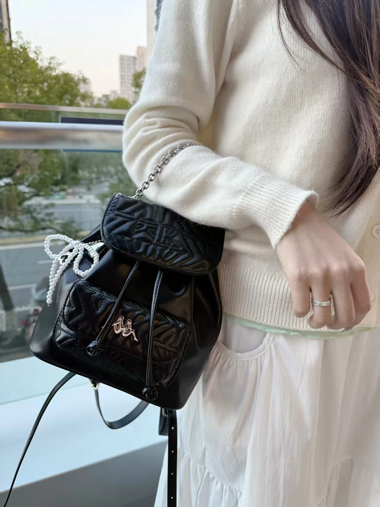 custom review-KAPPA Полиуретан CHANEL Inspired Рюкзак Школьный Рюкзак Цепочка для Коммутирования Женский Классический Черный