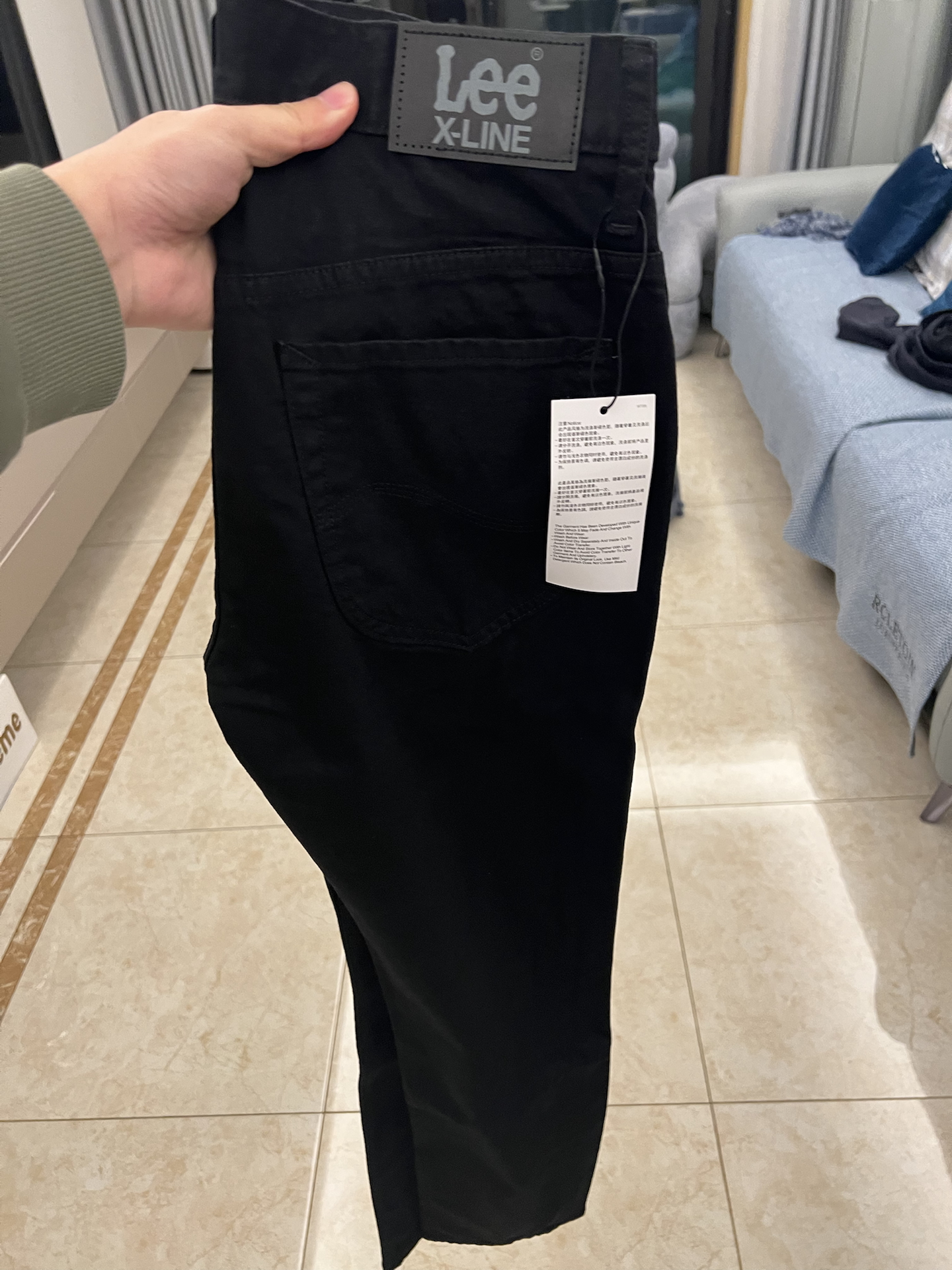 custom review-Lee совместный бренд модель Черные мужские джинсы