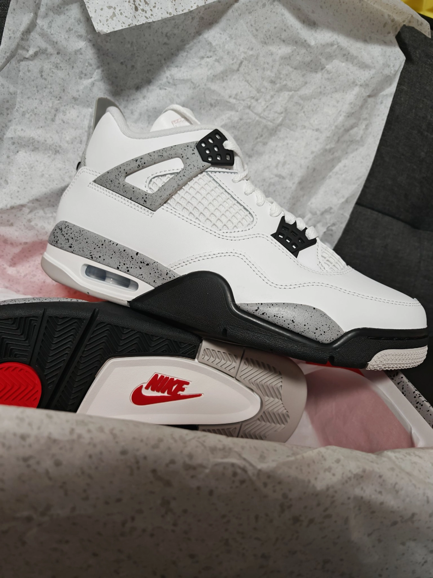 custom review-JORDAN Air Джордан 4 Винтажные баскетбольные кроссовки MID Топ Бело-серый Мужской