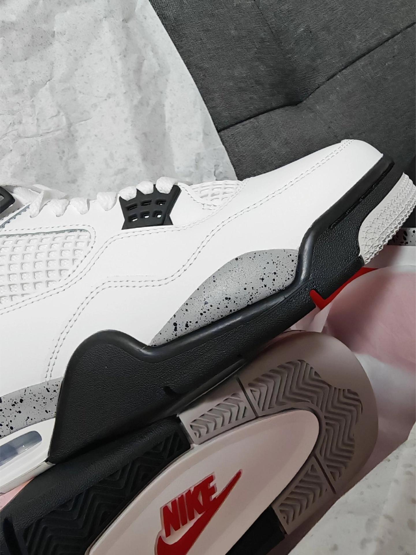 custom review-JORDAN Air Джордан 4 Винтажные баскетбольные кроссовки MID Топ Бело-серый Мужской