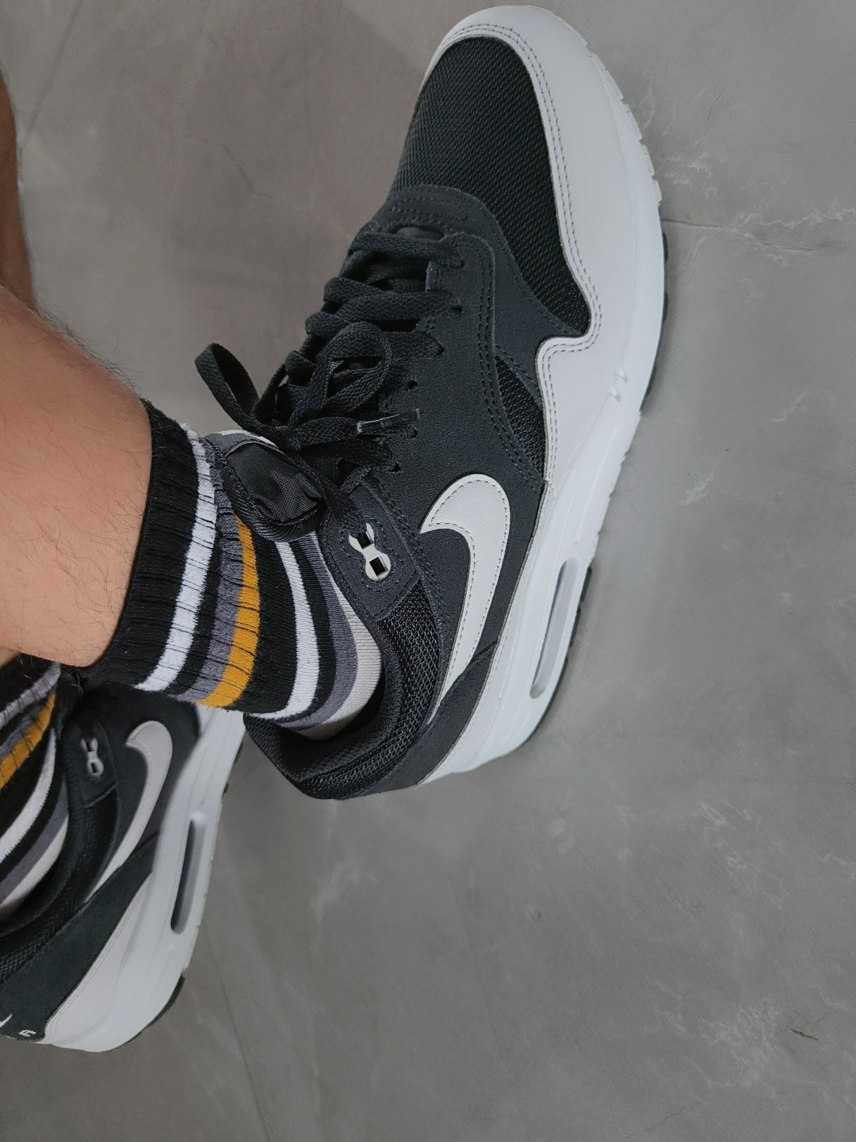 custom review-Nike Air Max 1 Устойчивые к истиранию Низкие Кроссовки для бега Повседневные Унисекс Серый Черный